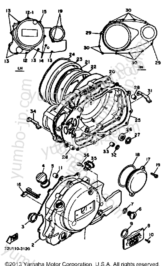 CRANKCASE COVER for motorcycles YAMAHA XV500K 1983 year