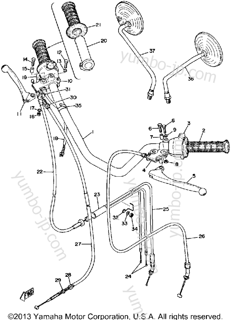 Handle Wire для мотоциклов YAMAHA RD125B 1975 г.
