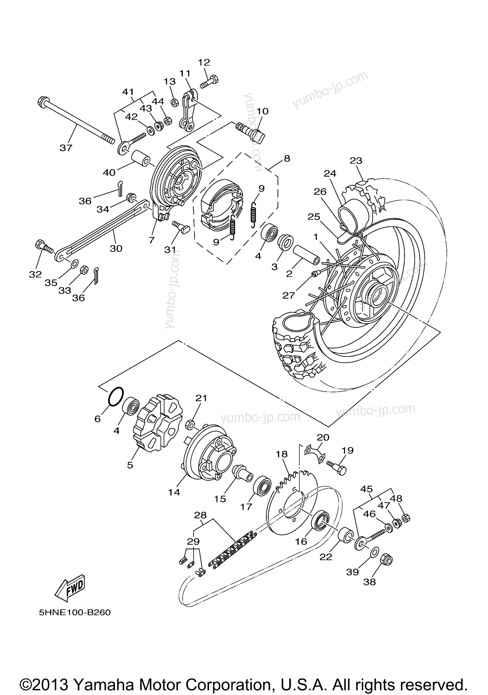 REAR WHEEL for motorcycles YAMAHA TTR90E (TTR90ES) 2004 year