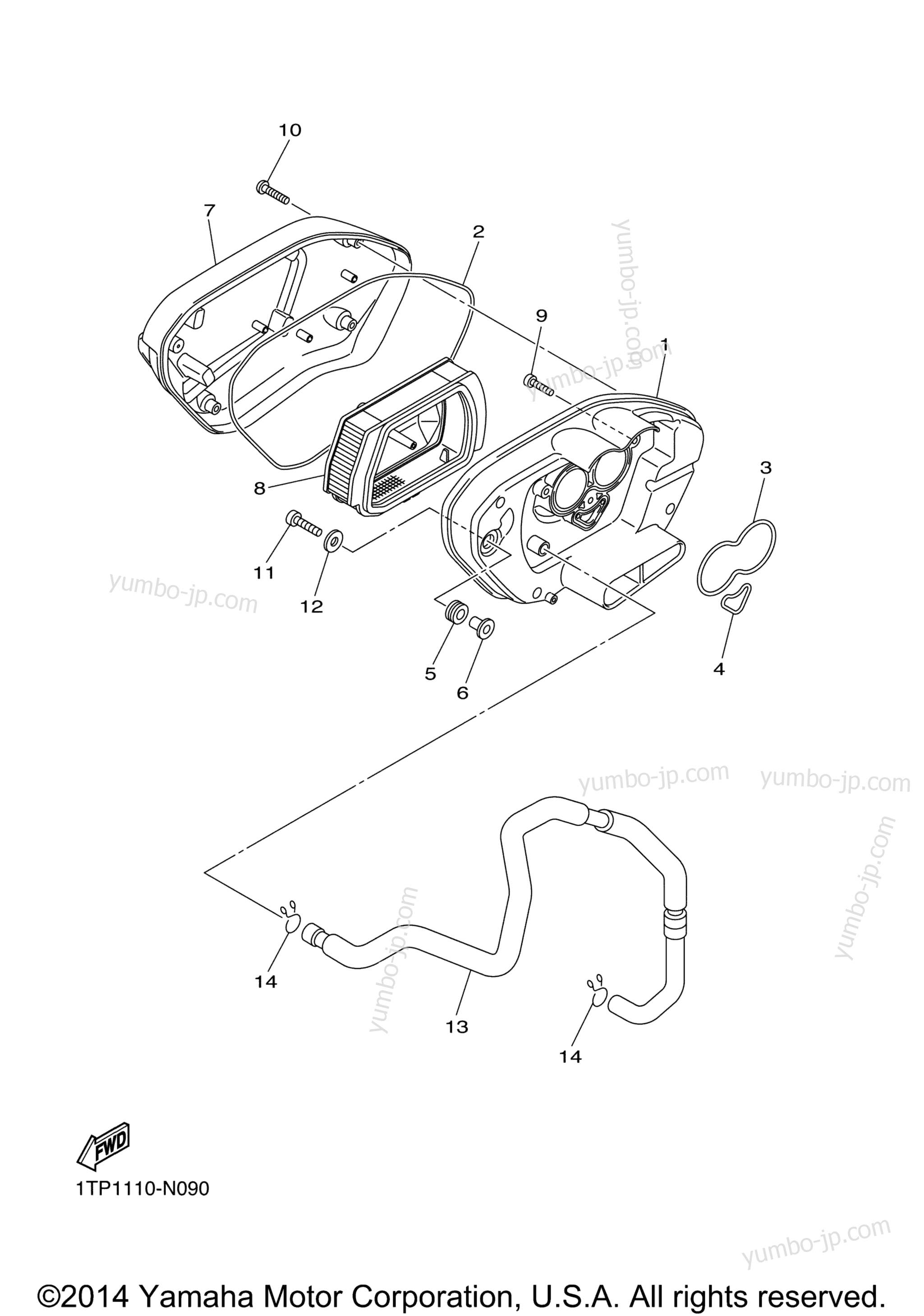 Intake 2 for motorcycles YAMAHA BOLT (XVS95CEW) Pearl White 2014 year