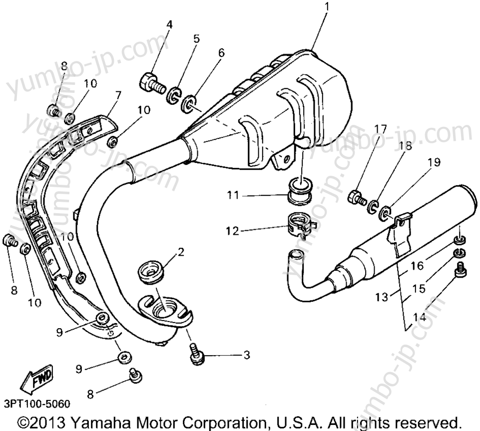 Exhaust for motorcycles YAMAHA Y-ZINGER (PW50G) 1995 year