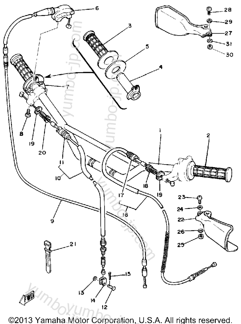 Handlebar - Cable для мотоциклов YAMAHA IT125H 1981 г.