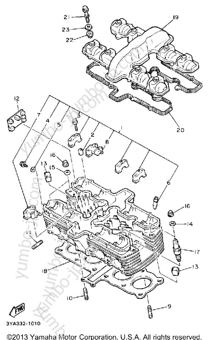 CYLINDER HEAD for motorcycles YAMAHA FJ1200ADC CA 1992 year