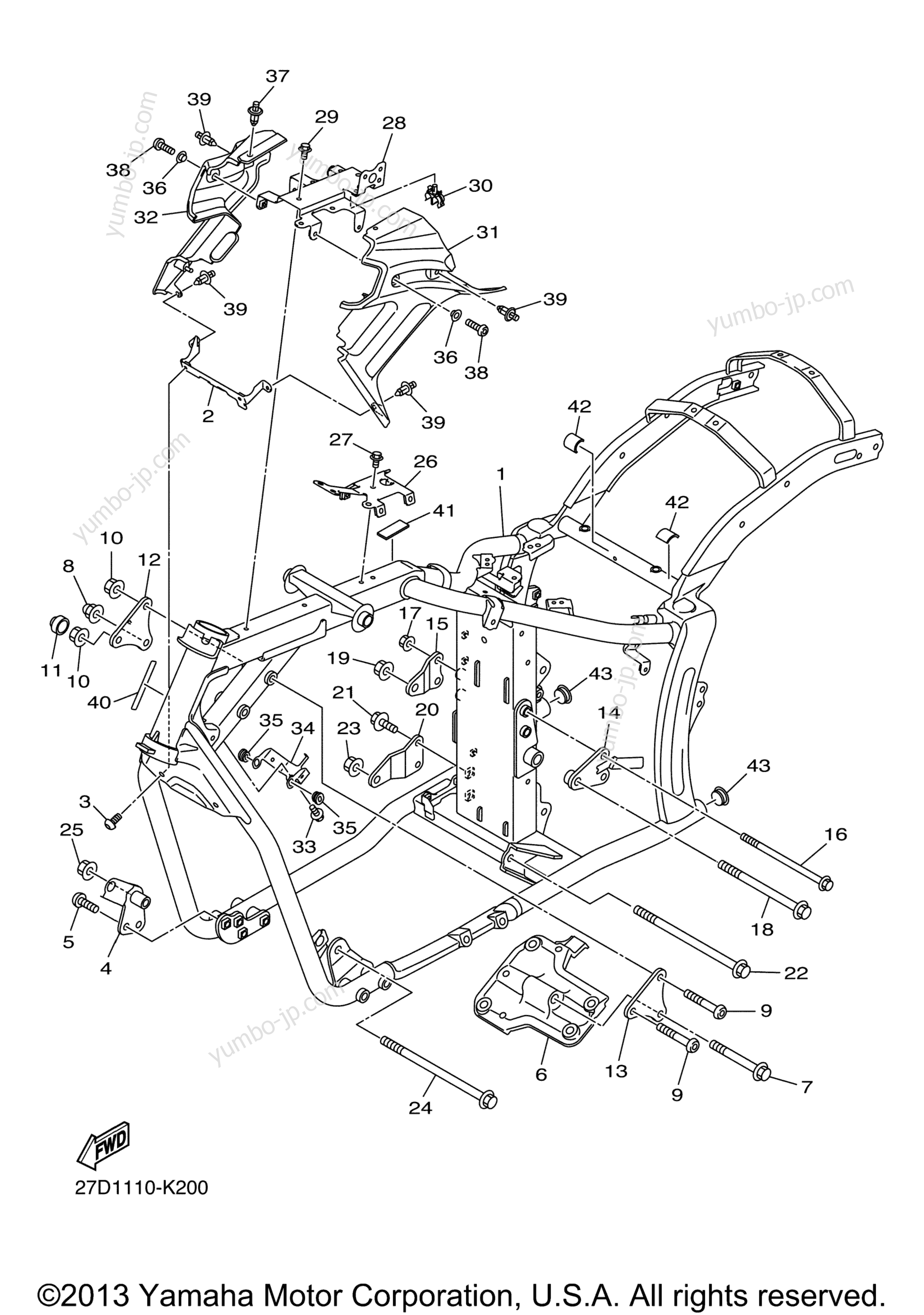 FRAME for motorcycles YAMAHA STRYKER (XVS13CBO) 2012 year