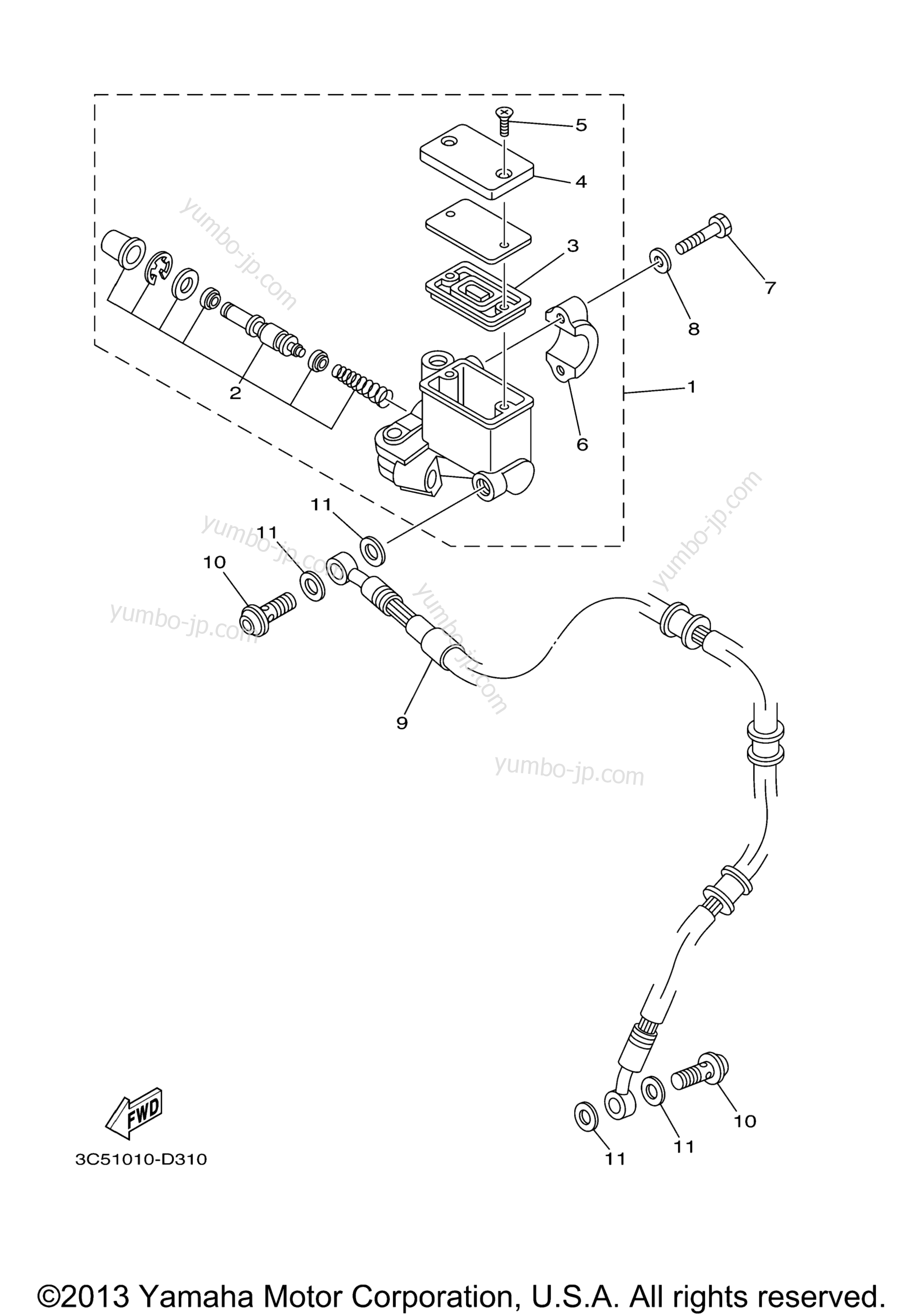 FRONT MASTER CYLINDER for motorcycles YAMAHA XT250 (XT250AC) CA 2011 year