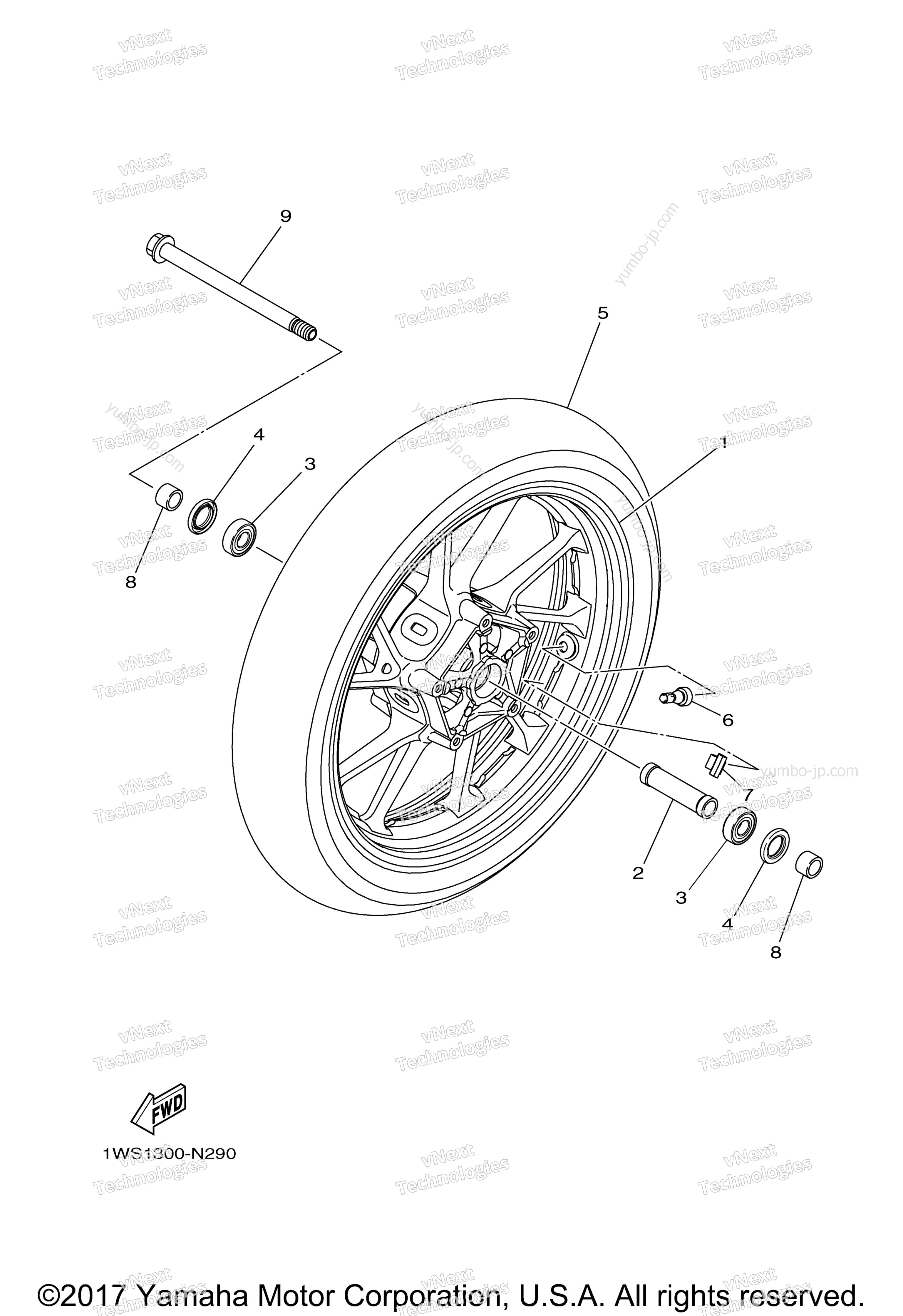 FRONT WHEEL for motorcycles YAMAHA FZ07 (FZ07HR) 2017 year
