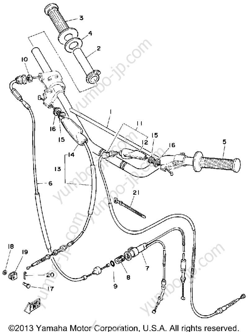 Handlebar-Cable for motorcycles YAMAHA MX175G 1980 year