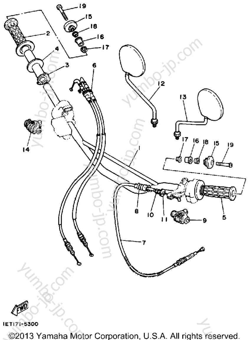 Handlebar - Cable for motorcycles YAMAHA XT350TC CA 1987 year