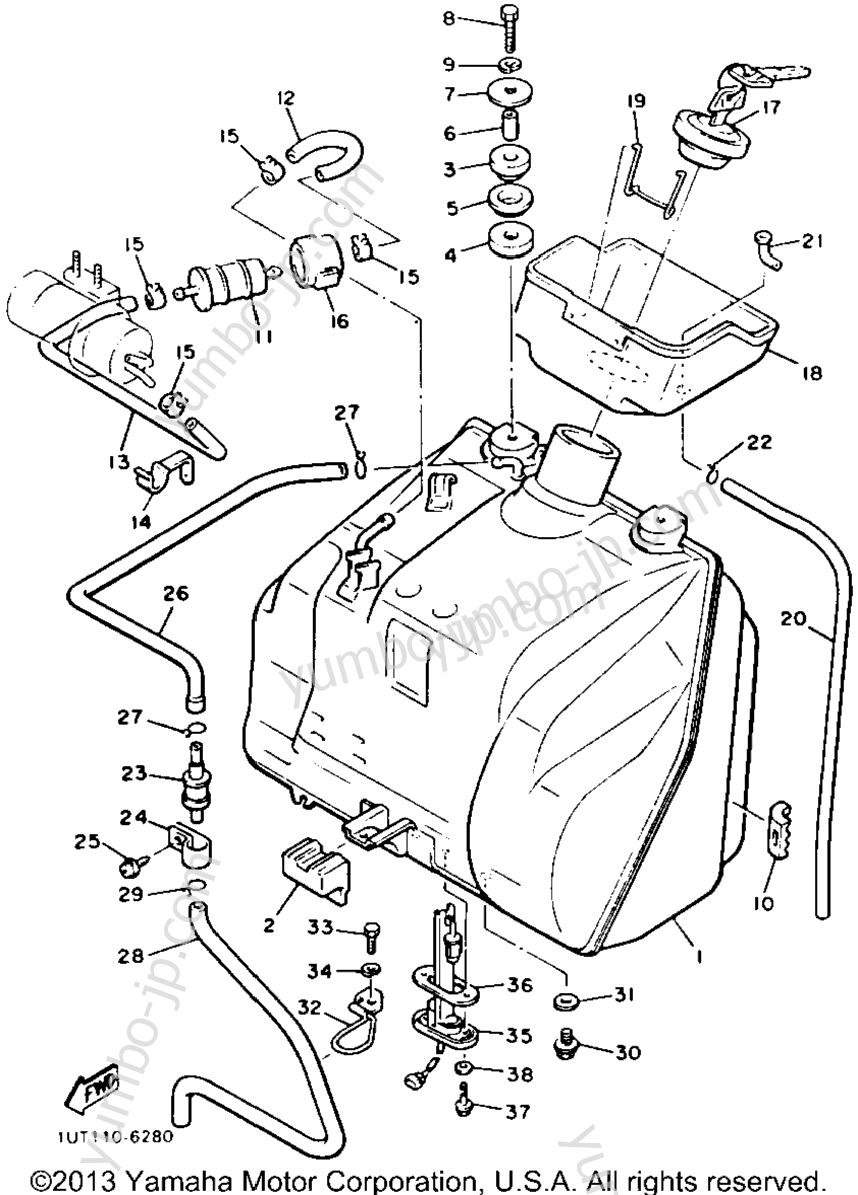 Fuel Tank Non California Model for motorcycles YAMAHA V-MAX 1200 (VMX12AC) CA 1990 year