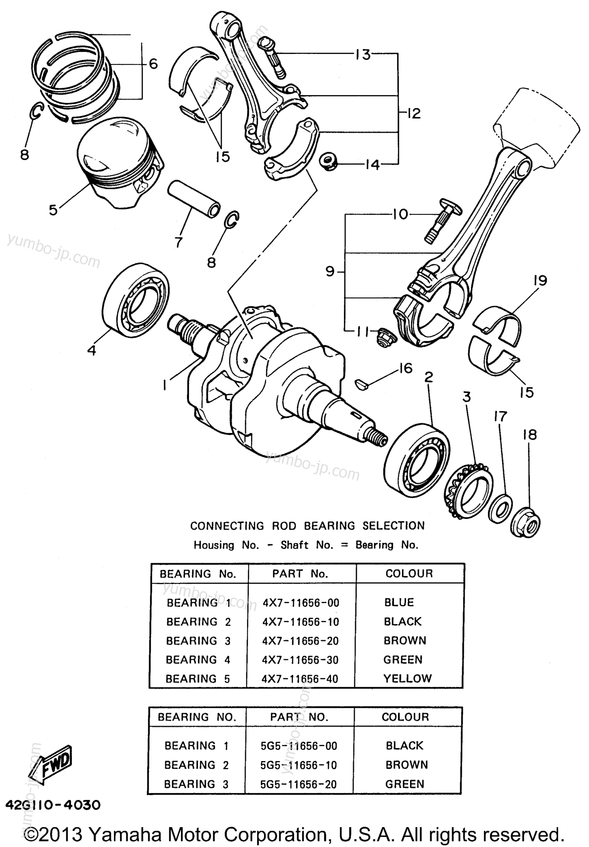 CRANKSHAFT PISTON for motorcycles YAMAHA VIRAGO 1100 SPECIAL (XV1100SHC) CA 1996 year