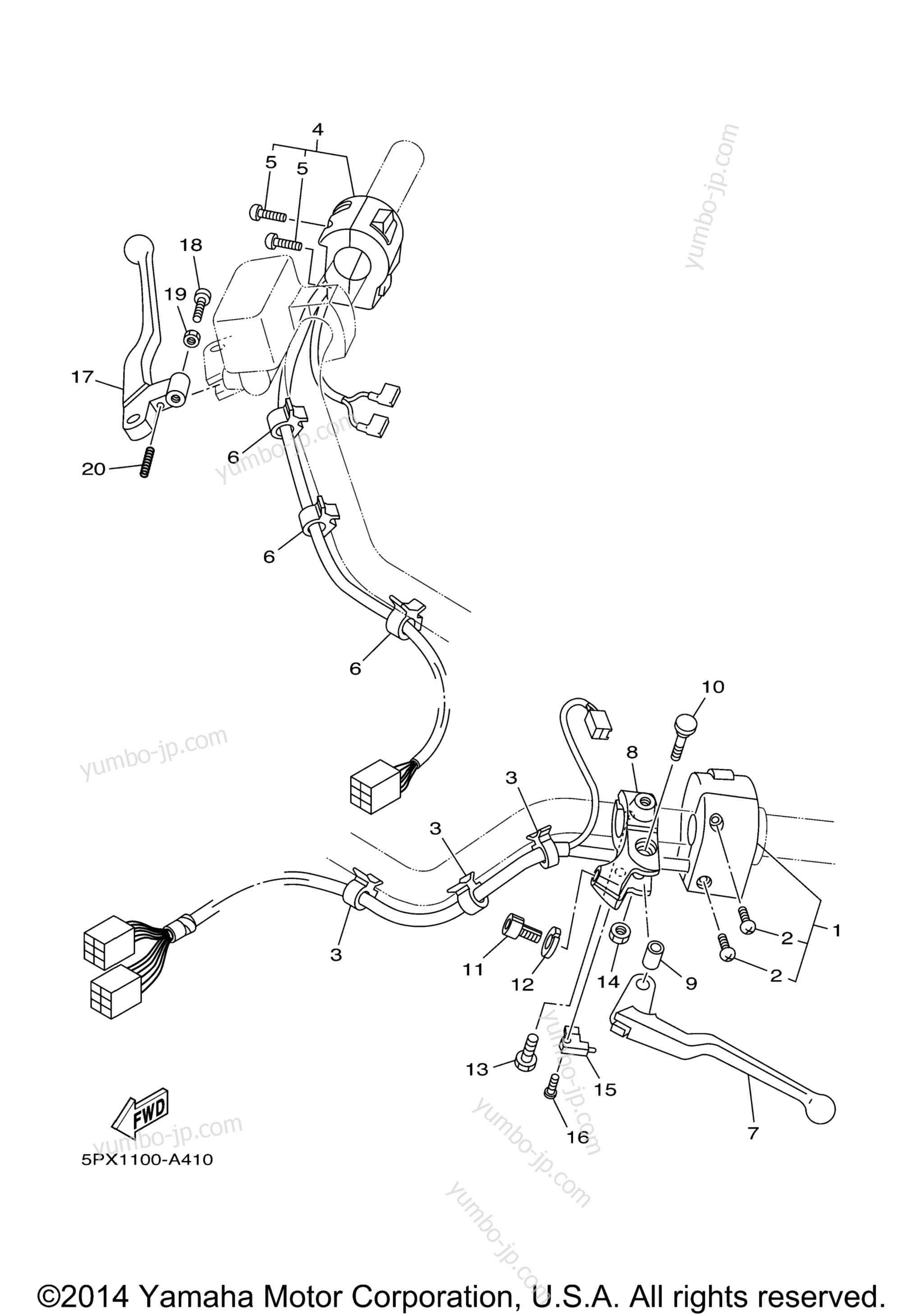 Handle Switch Lever for motorcycles YAMAHA ROAD STAR WARRIOR w/flames (XV17PCT-F) 2005 year