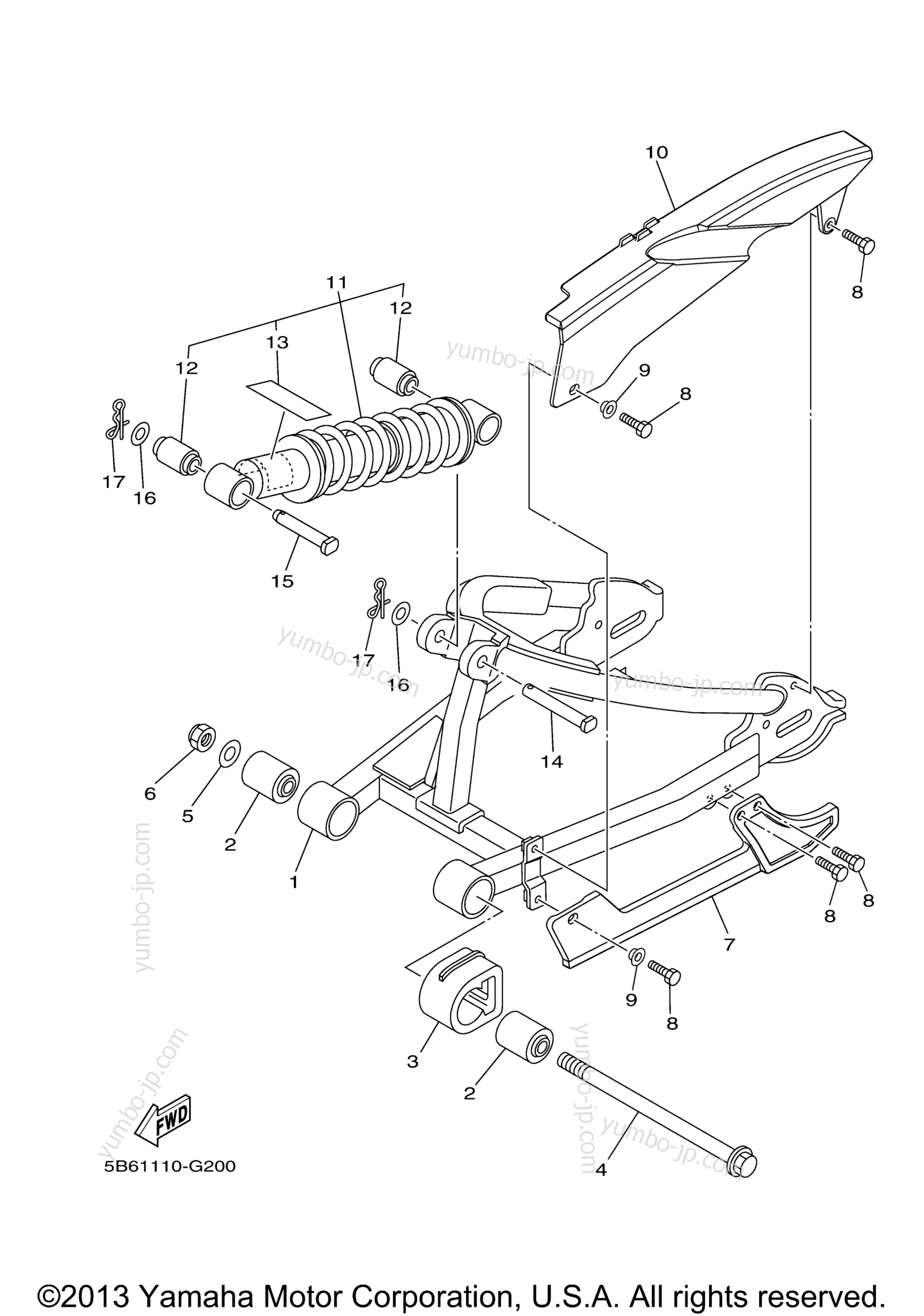 Rear Arm Suspension для мотоциклов YAMAHA TT-R110E (TTR110EY) 2009 г.