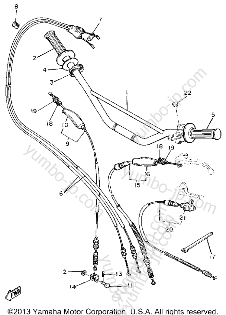 Handlebar-Cable for motorcycles YAMAHA TT500H 1981 year