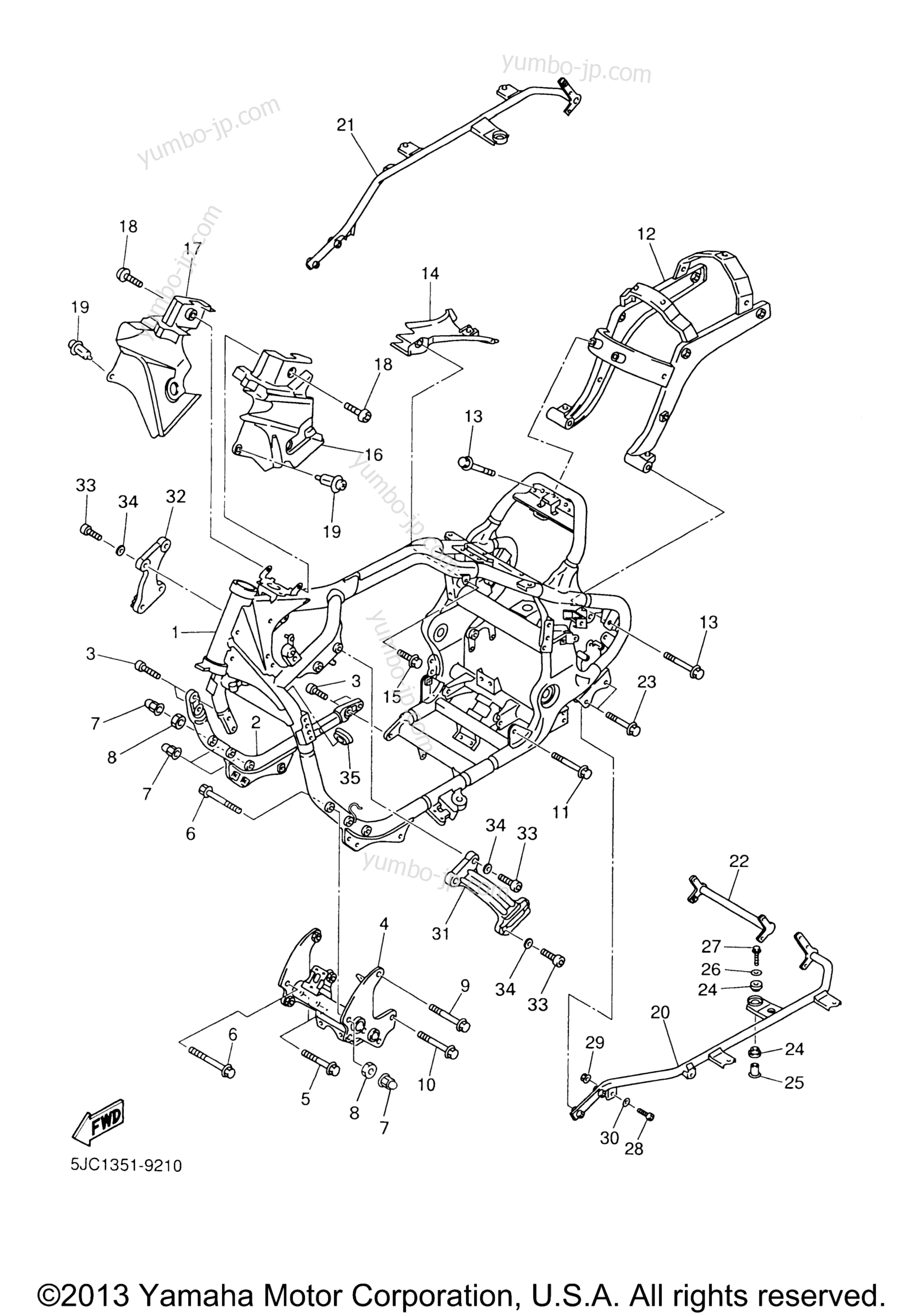 FRAME для мотоциклов YAMAHA XVZ13TFM 2000 г.