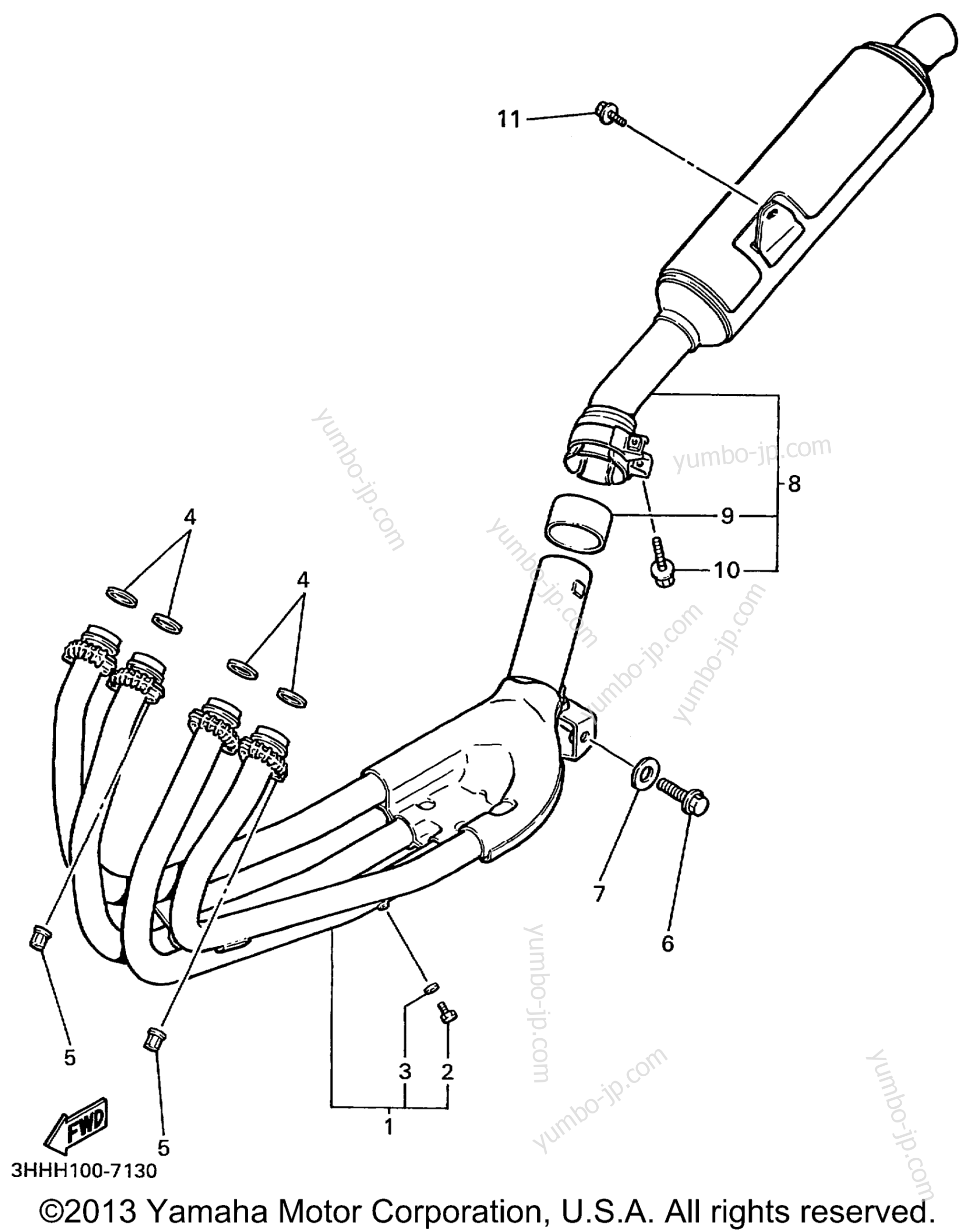 Exhaust for motorcycles YAMAHA FZR600RL 1999 year