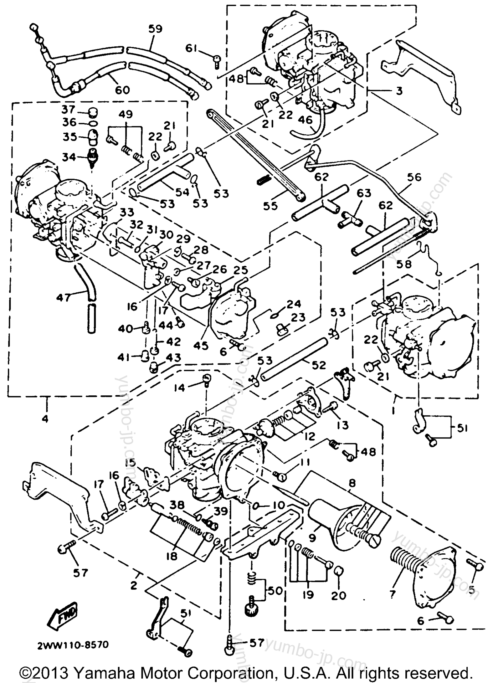 Carburetor (California Model Only) для мотоциклов YAMAHA XVZ13DBC CA 1991 г.
