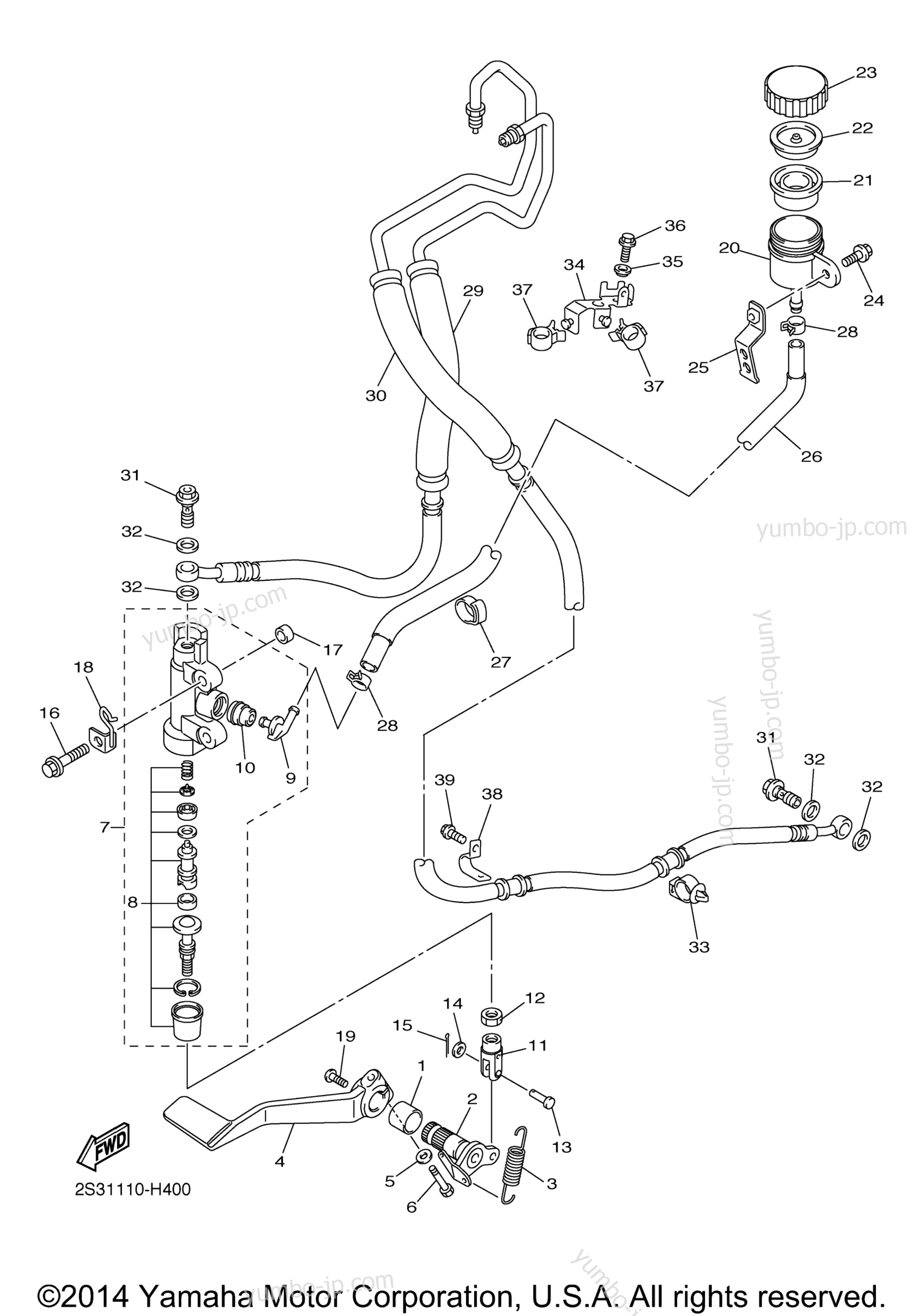 REAR MASTER CYLINDER for motorcycles YAMAHA VMAX (VMX17ACG) CA 2011 year