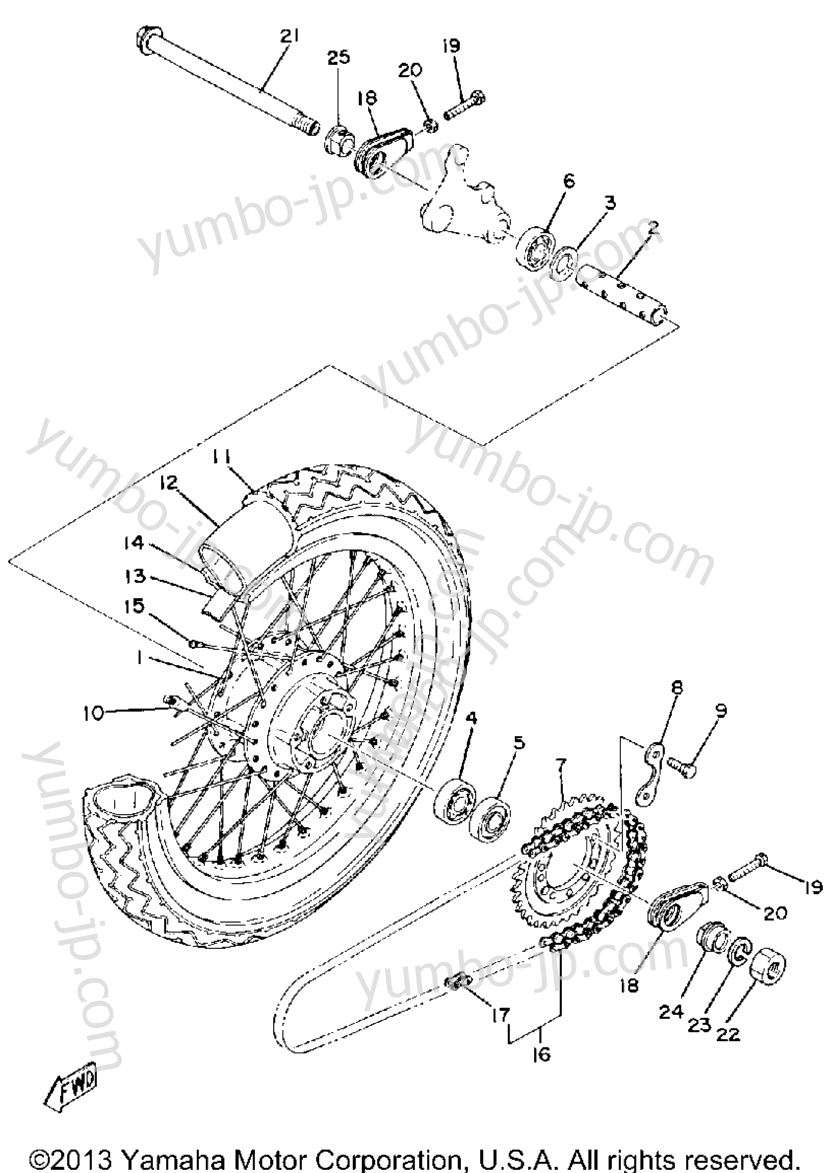 REAR WHEEL for motorcycles YAMAHA TZ250G 1980 year