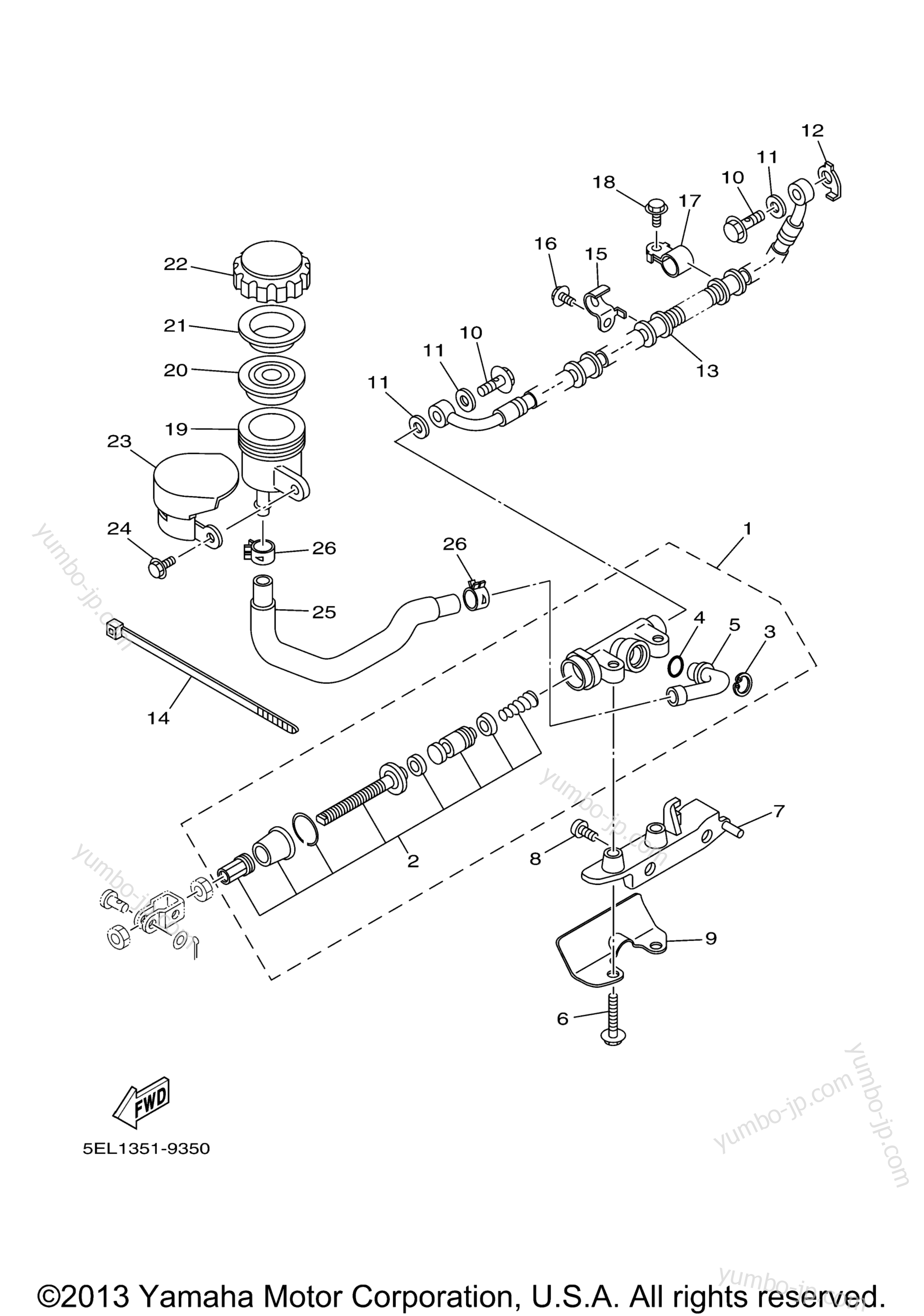 REAR MASTER CYLINDER для мотоциклов YAMAHA V STAR 1100 CUSTOM (XVS11SC) CA 2004 г.