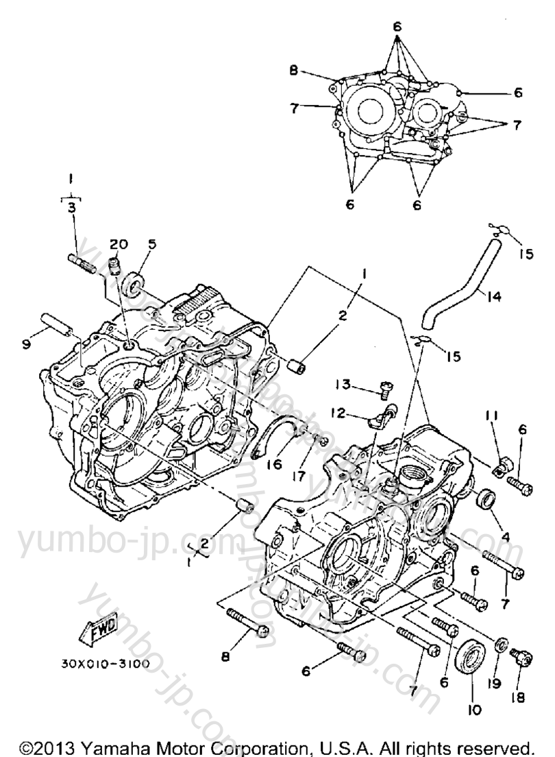 Crankcase Xt250l for motorcycles YAMAHA XT250LC CA 1984 year