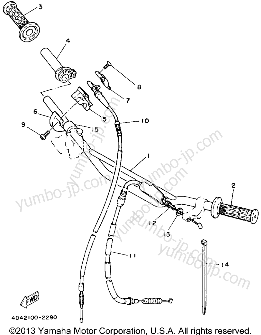 Handlebar - Cable for motorcycles YAMAHA YZ125E 1993 year