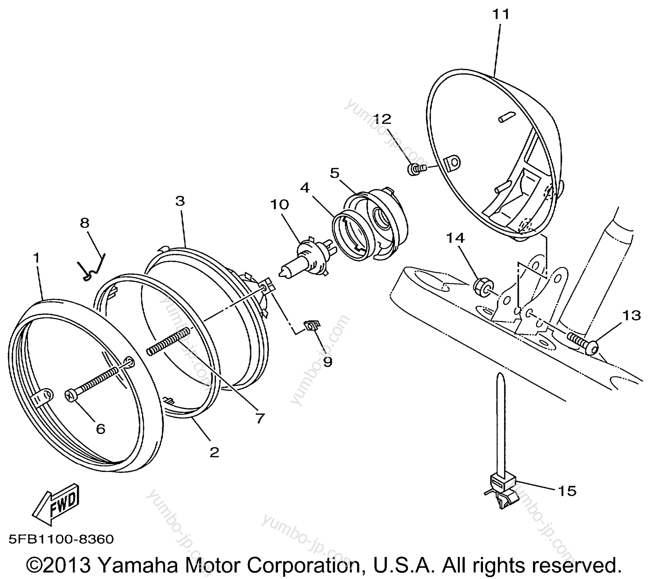 HEADLIGHT для мотоциклов YAMAHA V-STAR CUSTOM (XVS650KC) CA 1998 г.