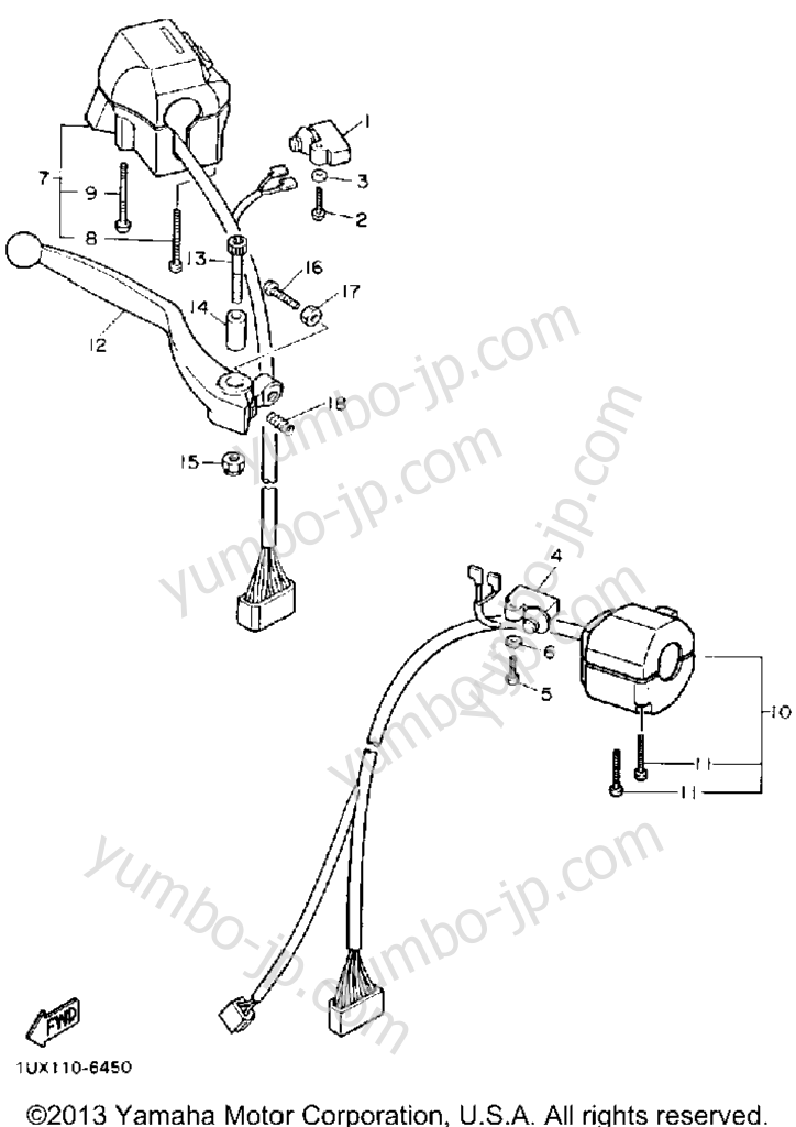 Handle Switch Lever for motorcycles YAMAHA FJ1200A 1990 year