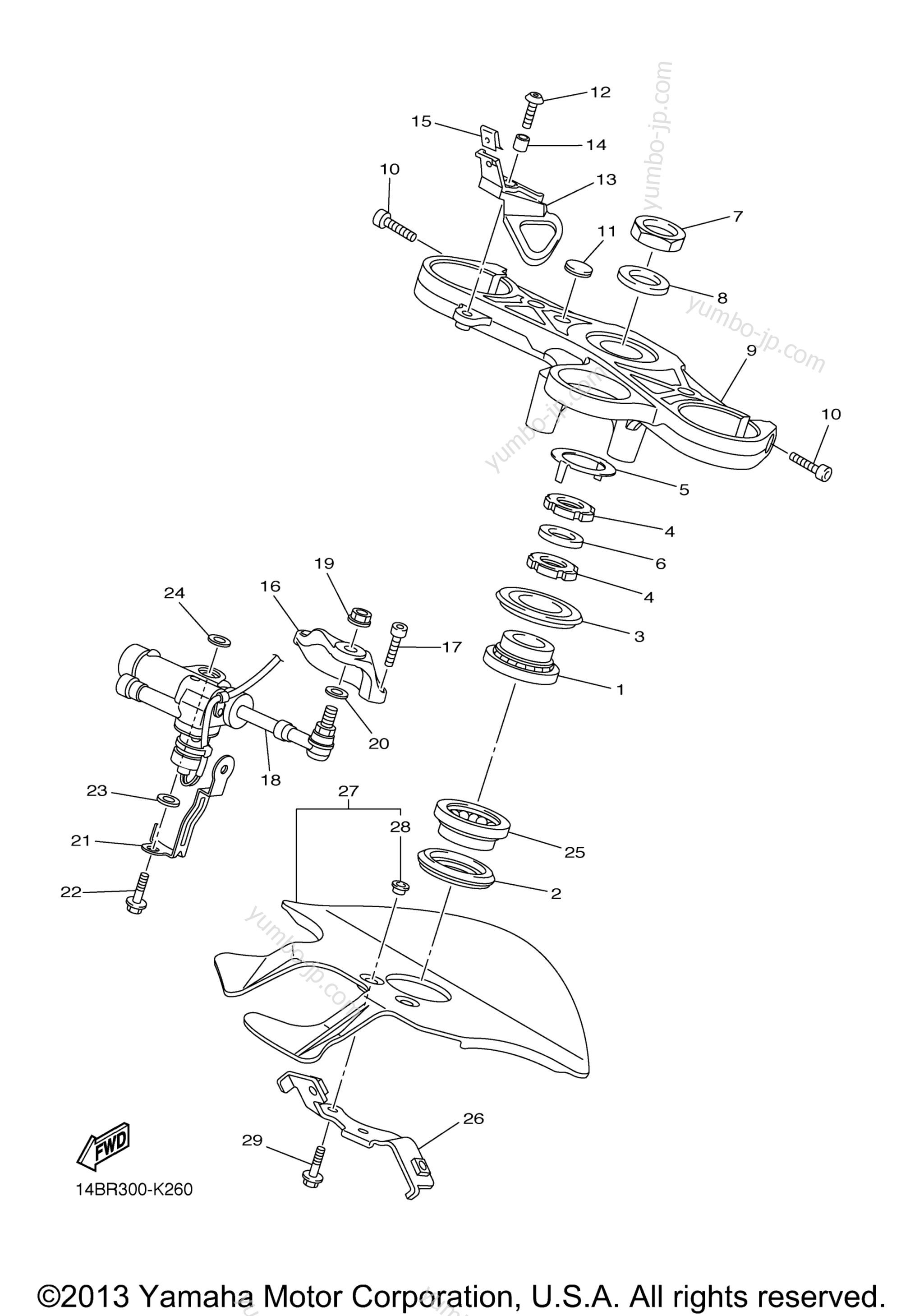 Steering for motorcycles YAMAHA YZF-R1 (YZFR1ACR) CA 2011 year