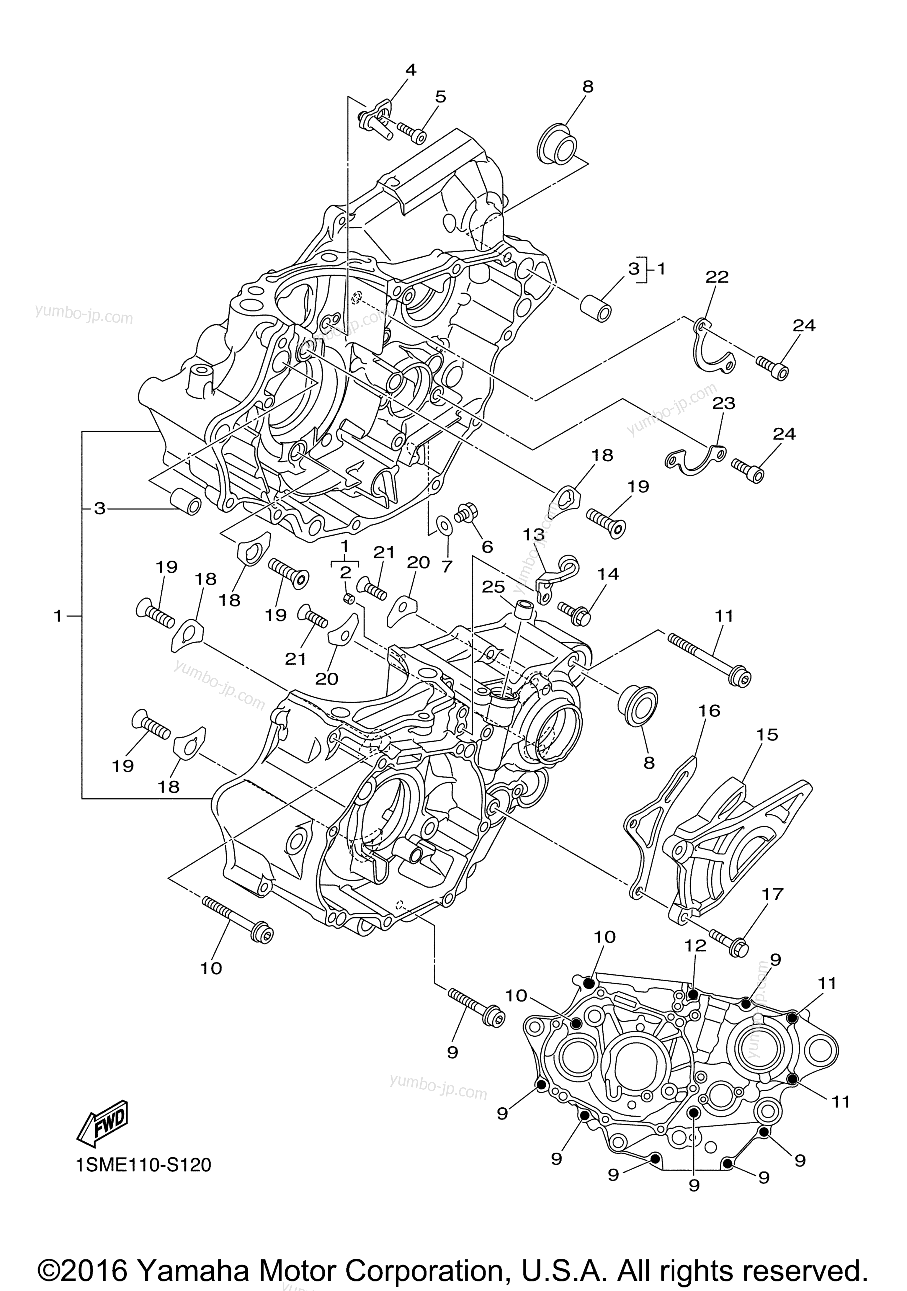 CRANKCASE for motorcycles YAMAHA YZ250F (YZ250FHW) 2017 year