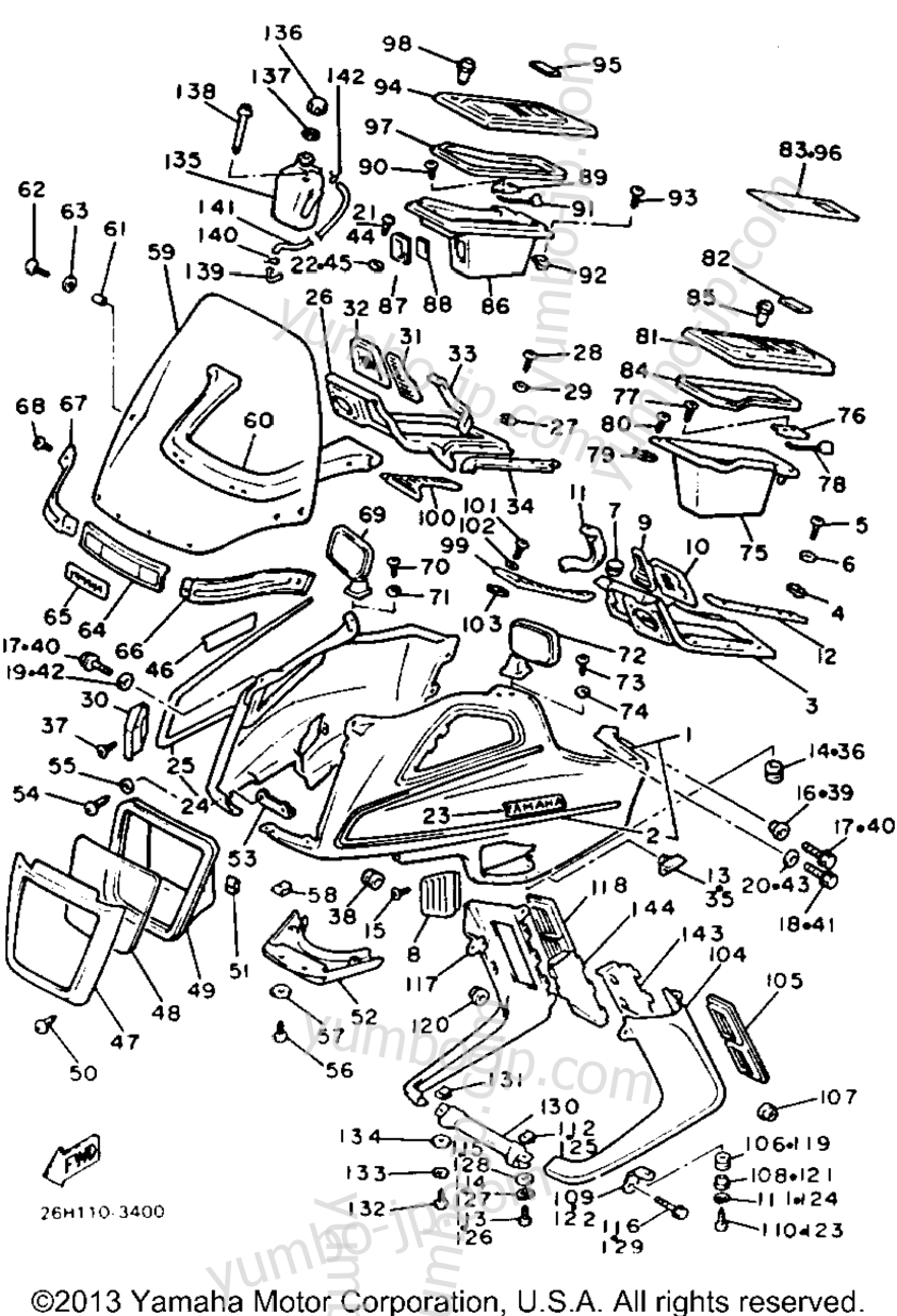 FAIRING для мотоциклов YAMAHA XVZ12TK 1983 г.