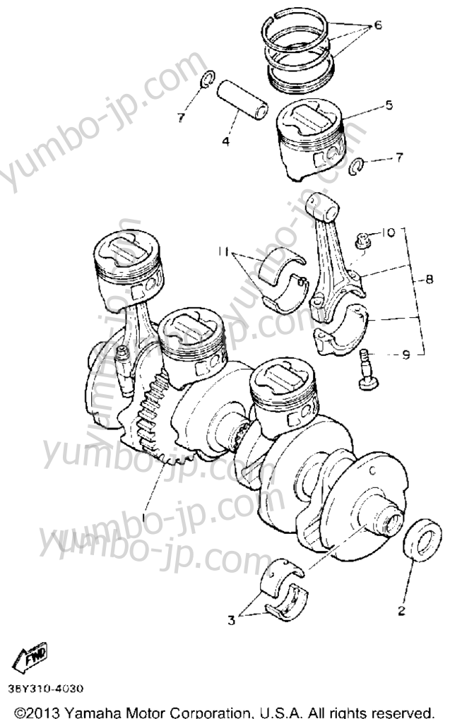 Коленвал и поршневая группа для мотоциклов YAMAHA FJ1200ADC CA 1992 г.