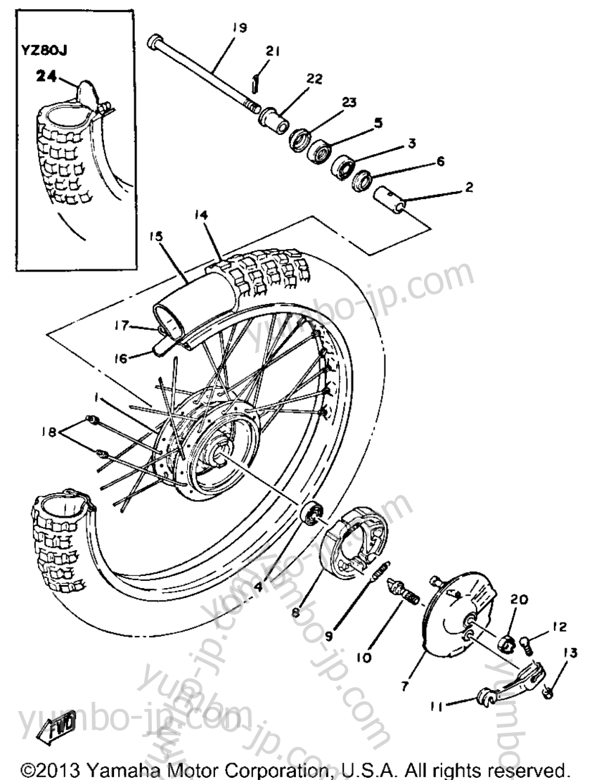 Front Wheel Yz80g H J for motorcycles YAMAHA YZ80G 1980 year