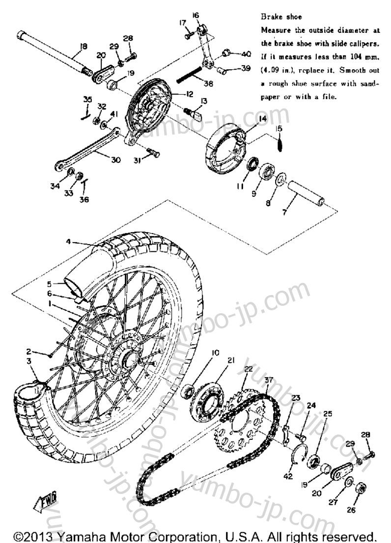 REAR WHEEL for motorcycles YAMAHA AT1E 1969 year