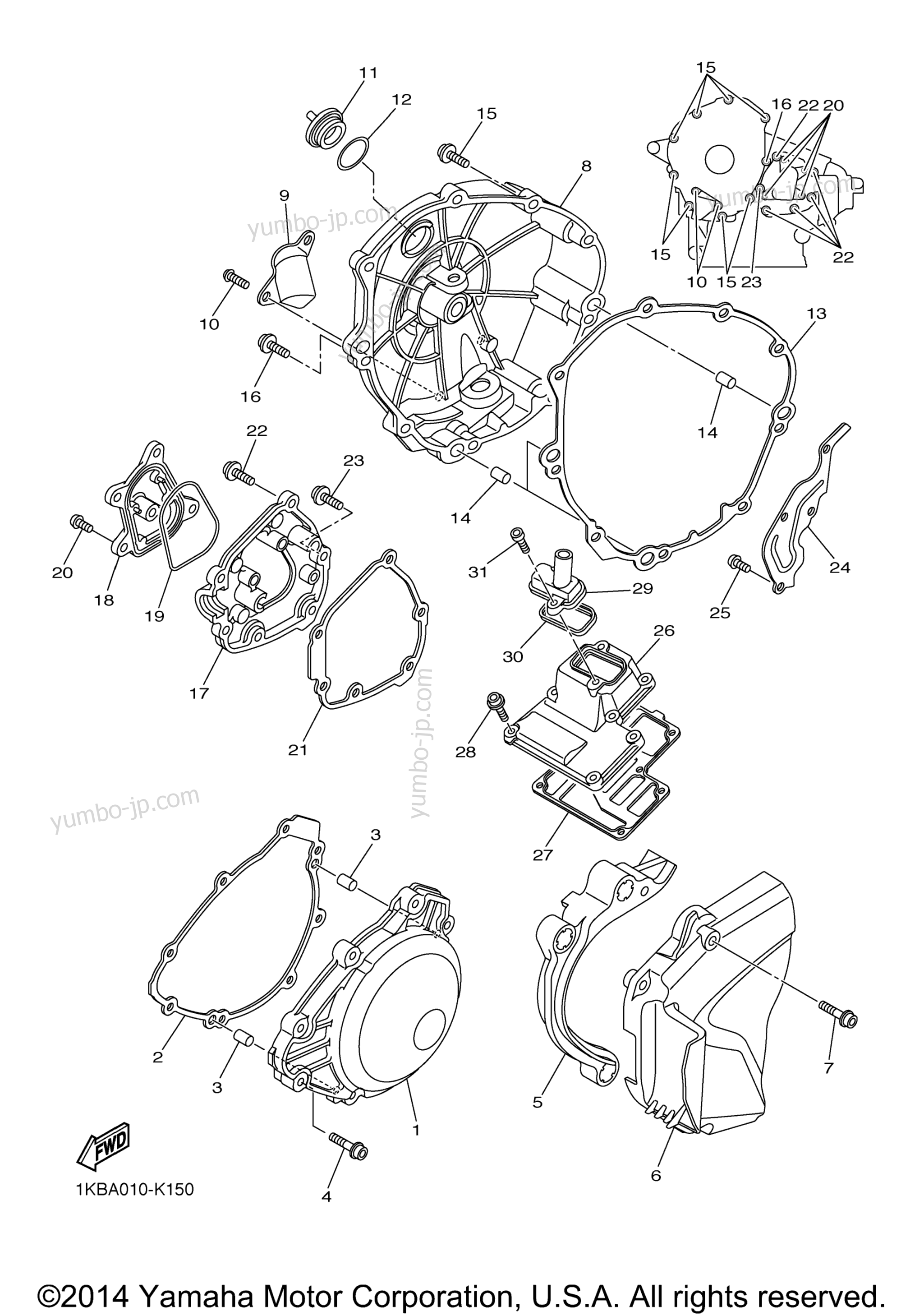 Crankcase Cover 1 для мотоциклов YAMAHA YZF-R1 (YZFR1DCL) CA 2013 г.