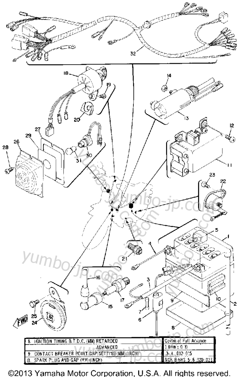 Electrical для мотоциклов YAMAHA U7E 1972 г.