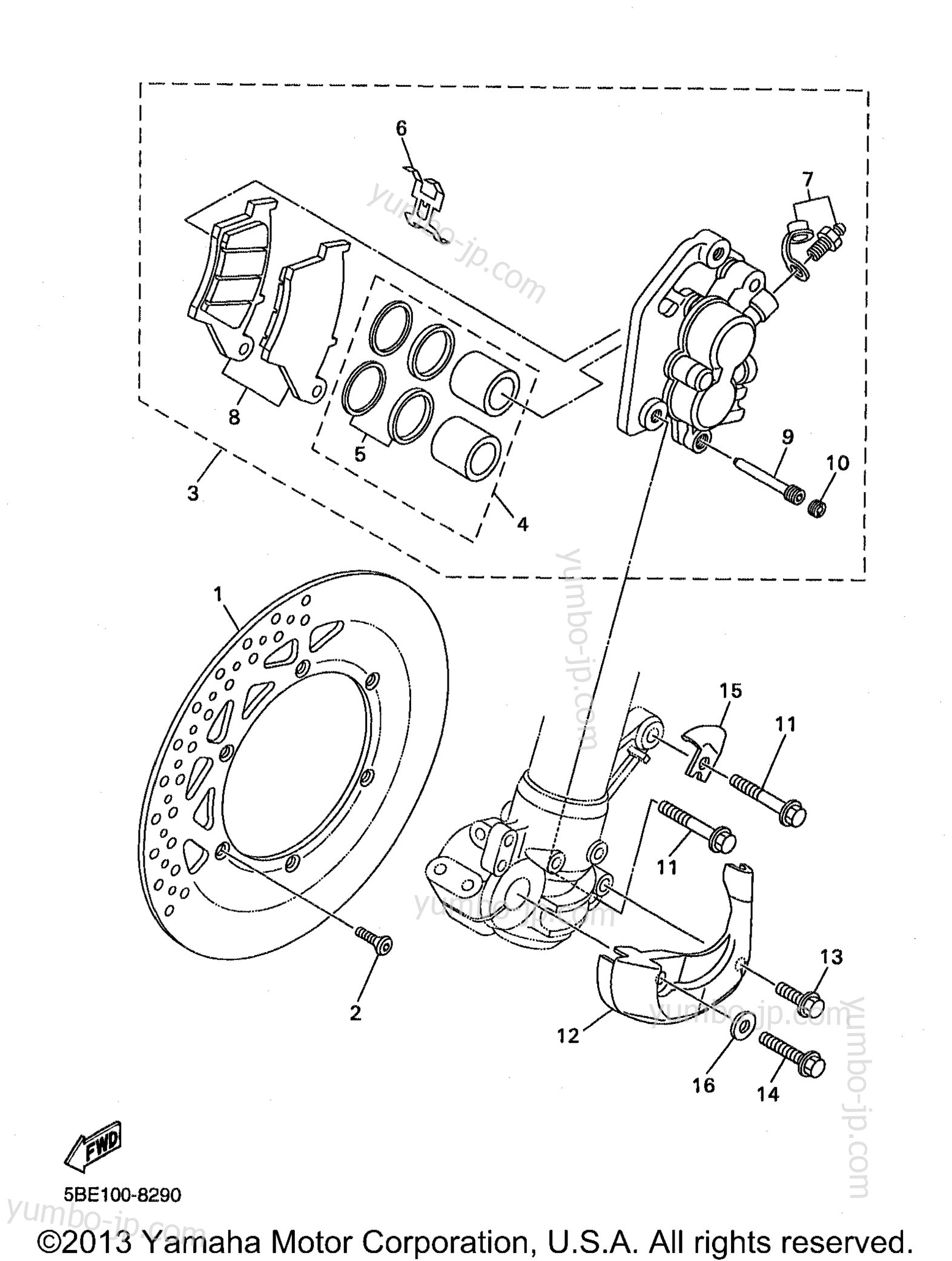 FRONT BRAKE CALIPER for motorcycles YAMAHA WR400F (WR400FK) 1998 year