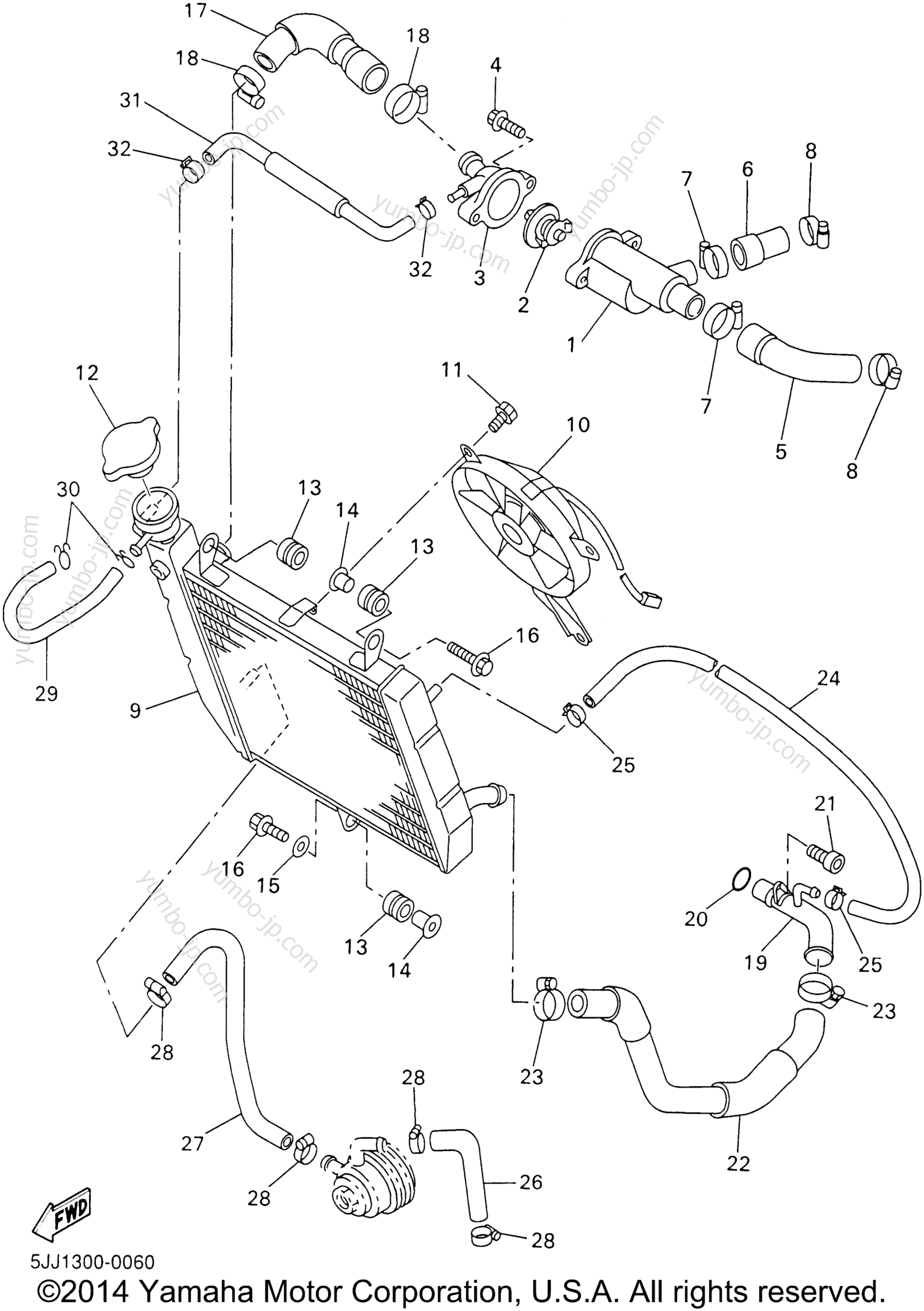 RADIATOR HOSE для мотоциклов YAMAHA YZF-R1 (YZFR1SN) 2001 г.