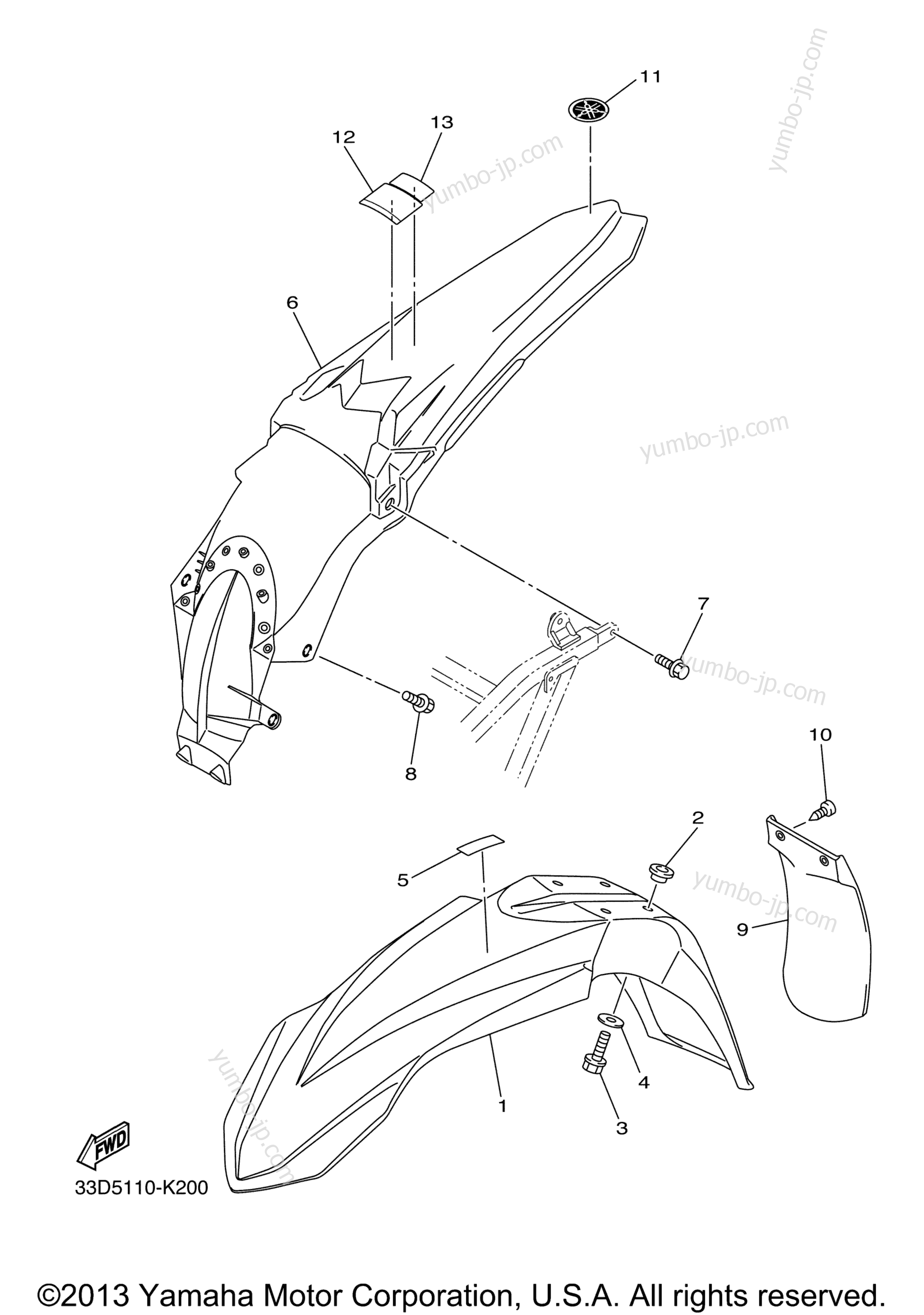 FENDER for motorcycles YAMAHA YZ450F (YZ450FDL) 2013 year