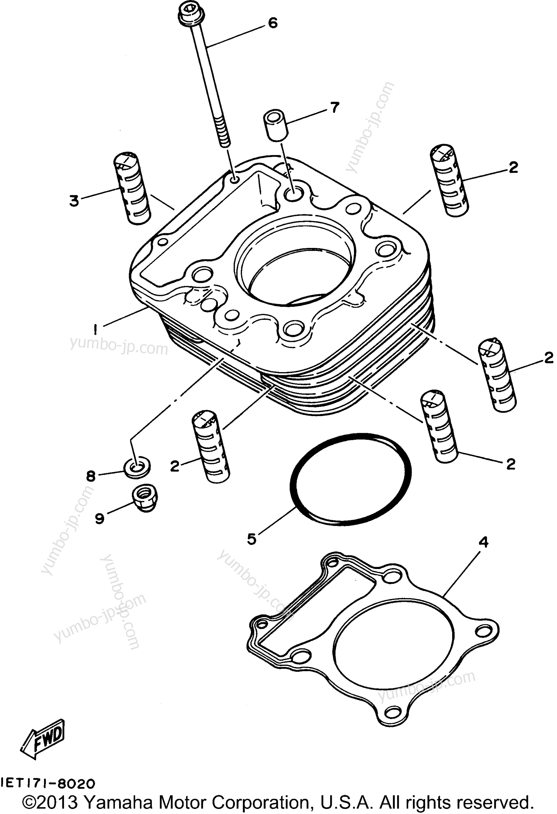 CYLINDER for motorcycles YAMAHA XT350G 1995 year