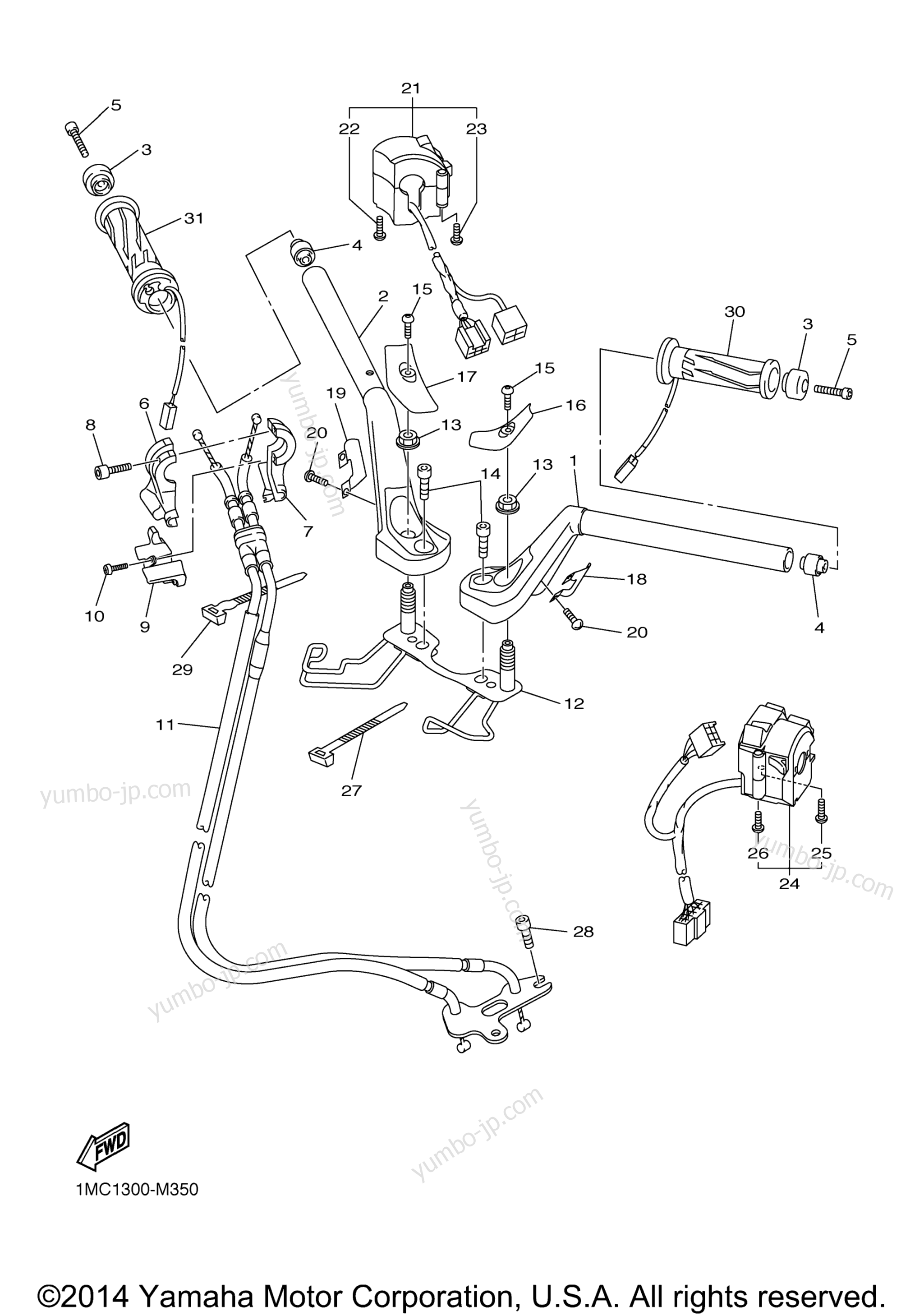 Steering Handle Cable для мотоциклов YAMAHA FJR1300E (FJR13ESECR) CA 2014 г.