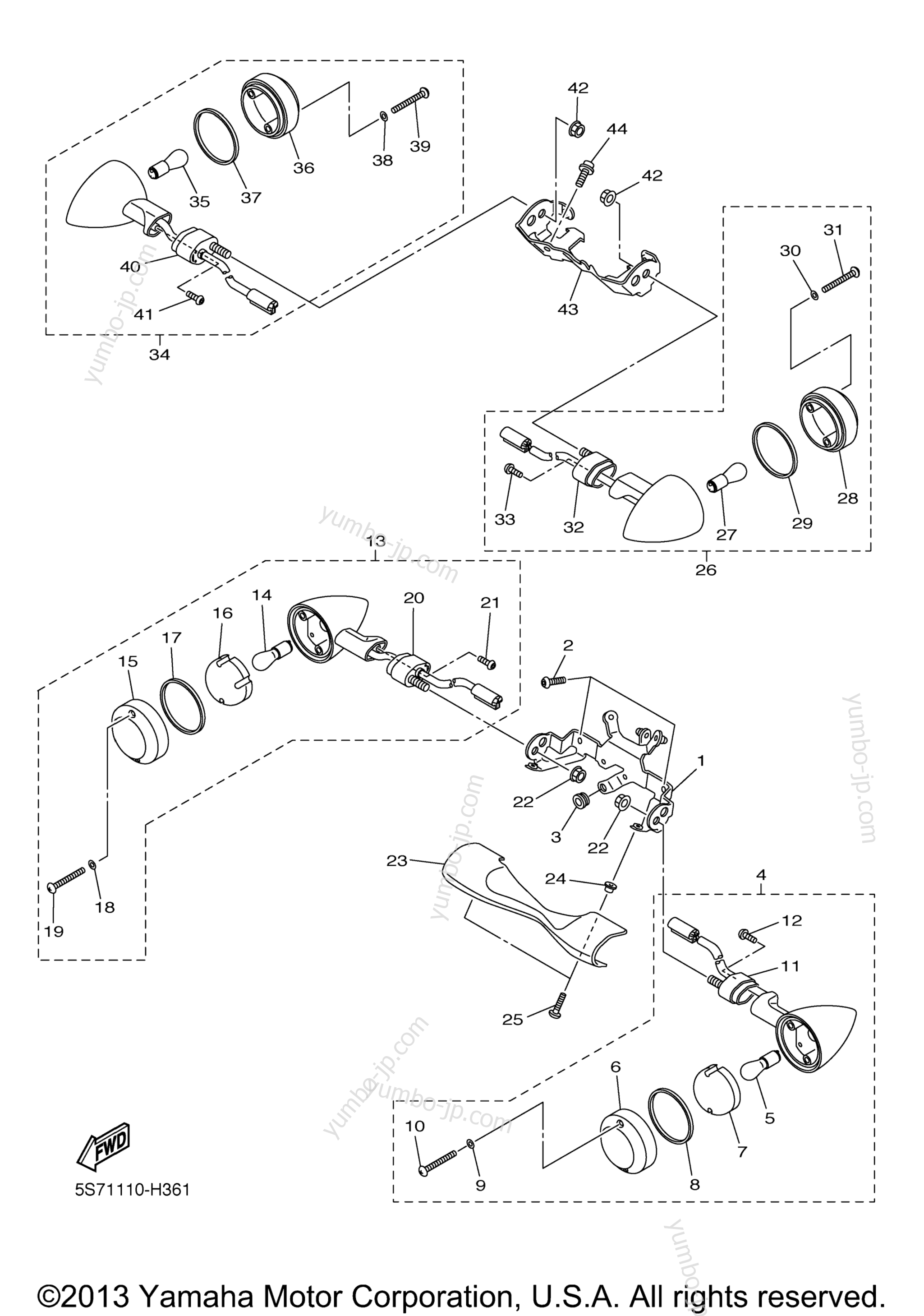 Flasher Light для мотоциклов YAMAHA V STAR 950 (XVS95ER) 2014 г.