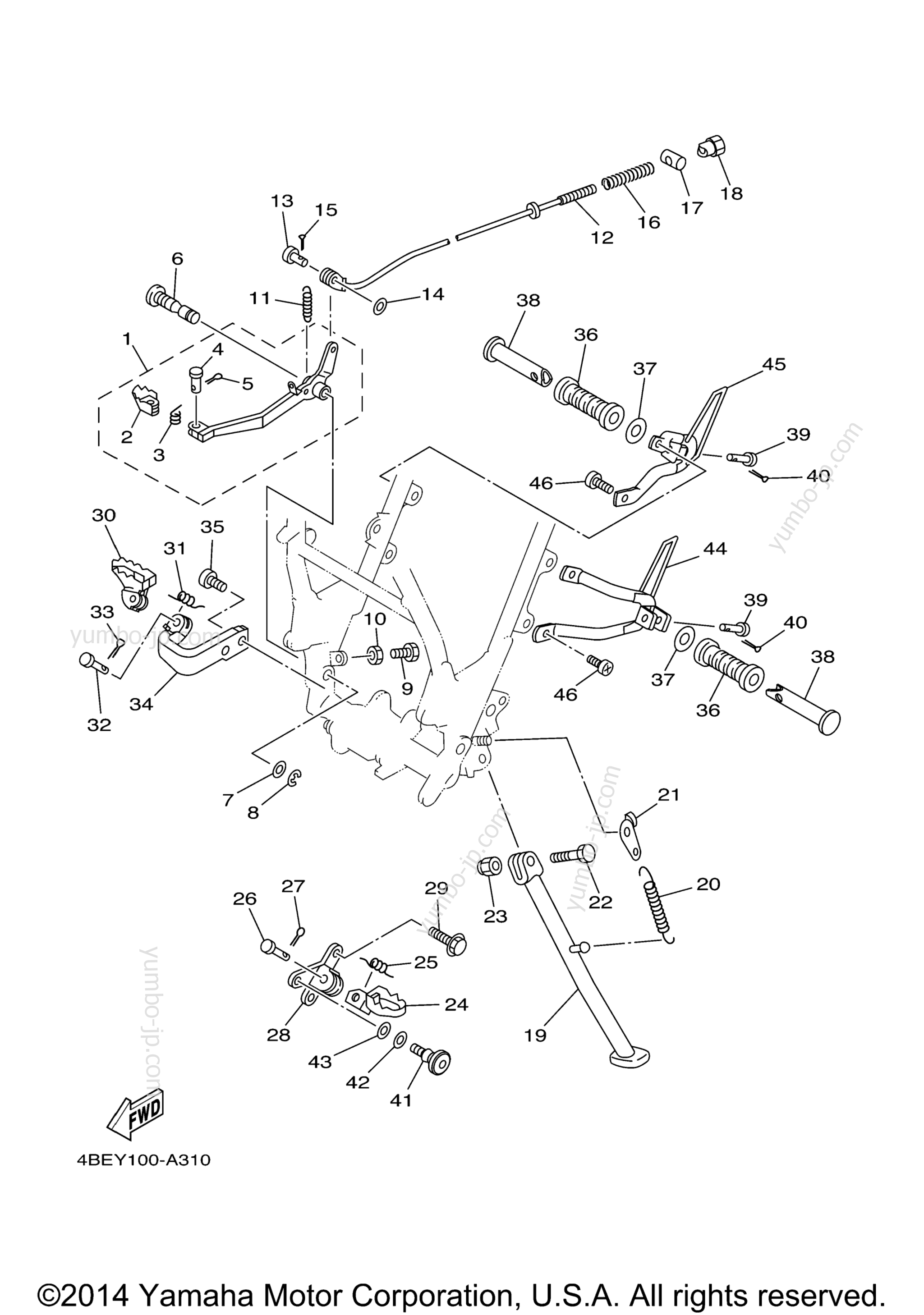 Stand Footrest for motorcycles YAMAHA XT225 (XT225R) 2003 year