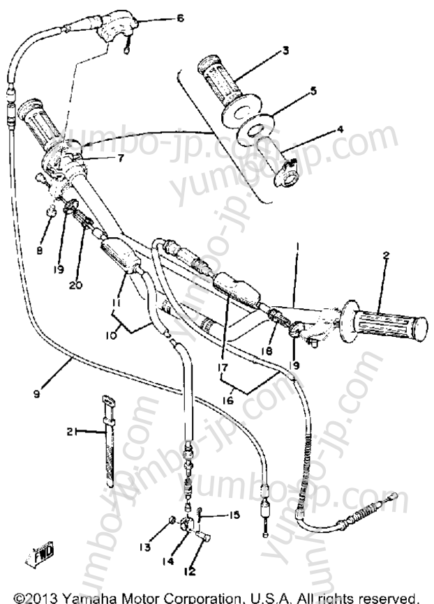 Handlebar-Cable для мотоциклов YAMAHA YZ100H 1981 г.
