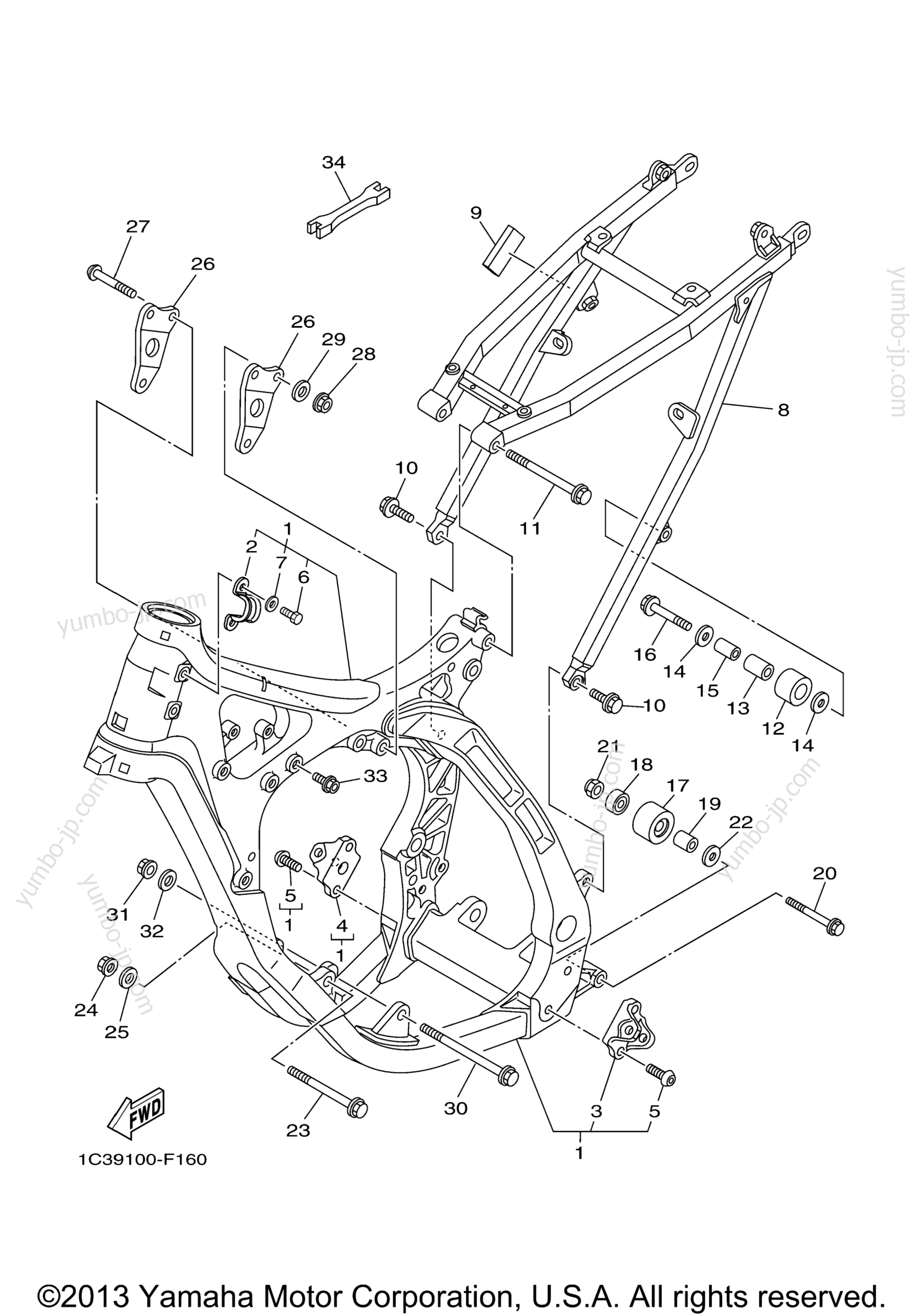 FRAME для мотоциклов YAMAHA YZ125 (YZ125Y) 2009 г.