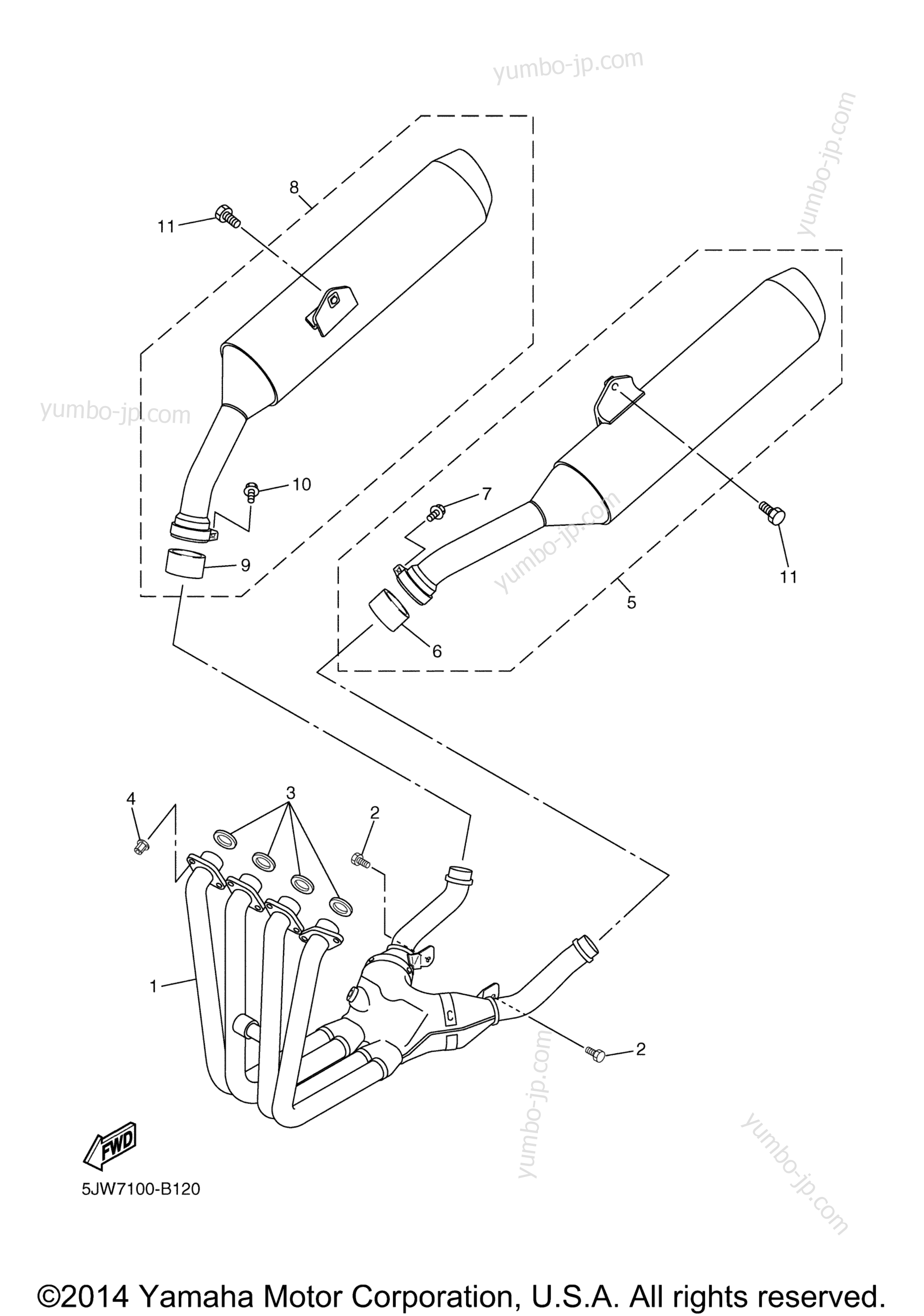 Exhaust для мотоциклов YAMAHA FJR 1300A (FJR13AXB) 2008 г.