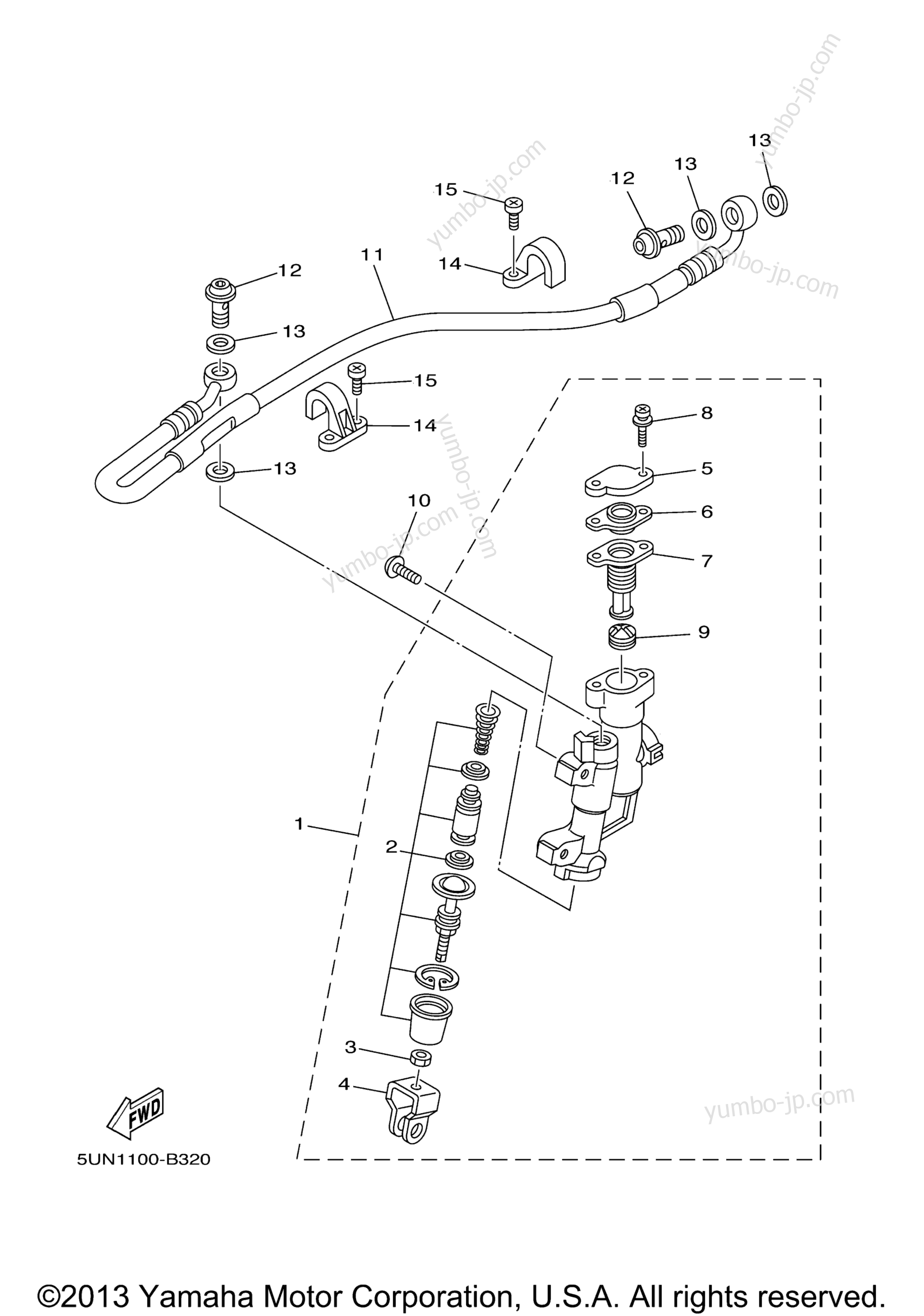 REAR MASTER CYLINDER для мотоциклов YAMAHA YZ125 (YZ125R) 2003 г.