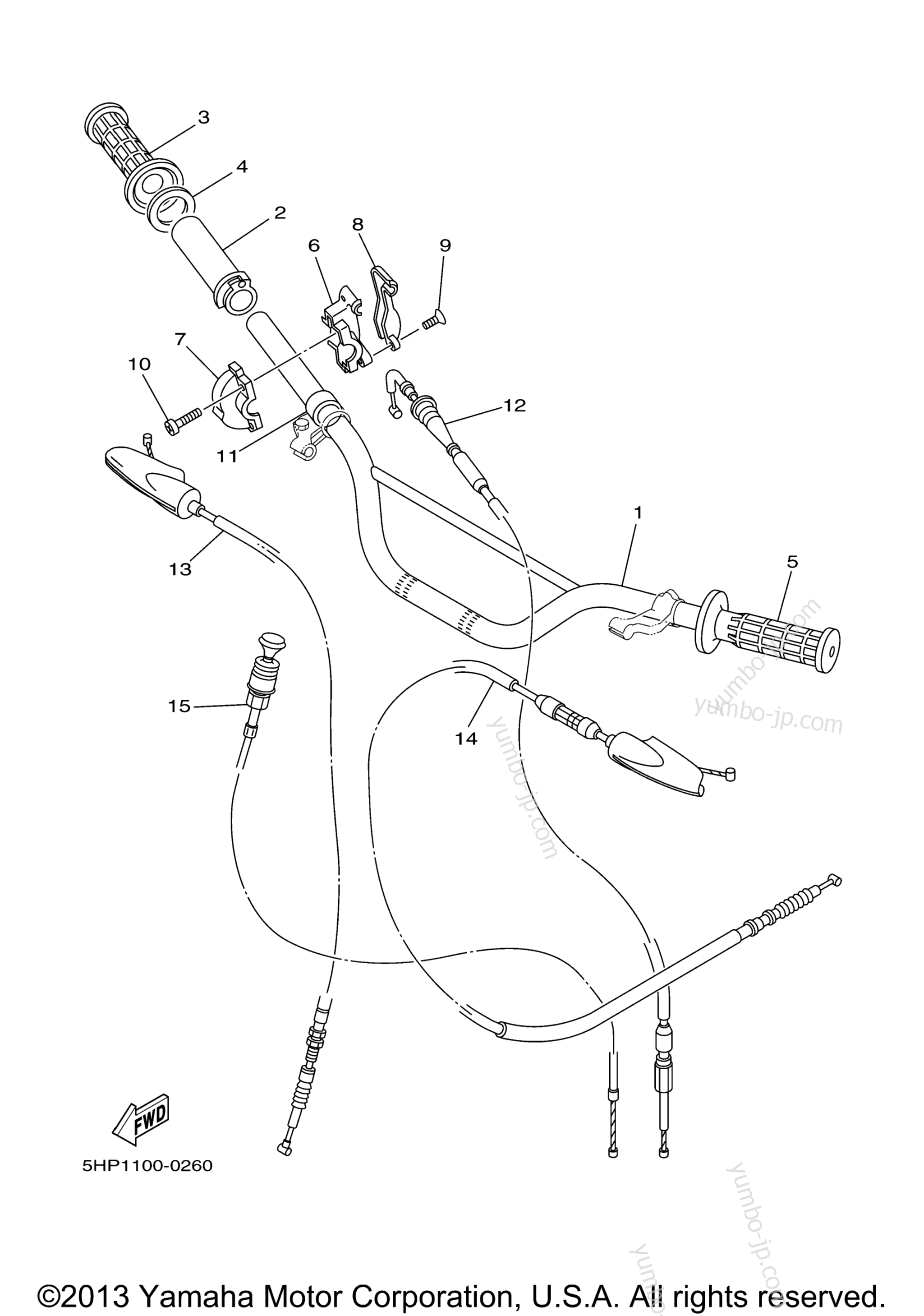 Steering Handle Cable для мотоциклов YAMAHA TT-R125E ELECTRIC (TTR125EV) 2006 г.