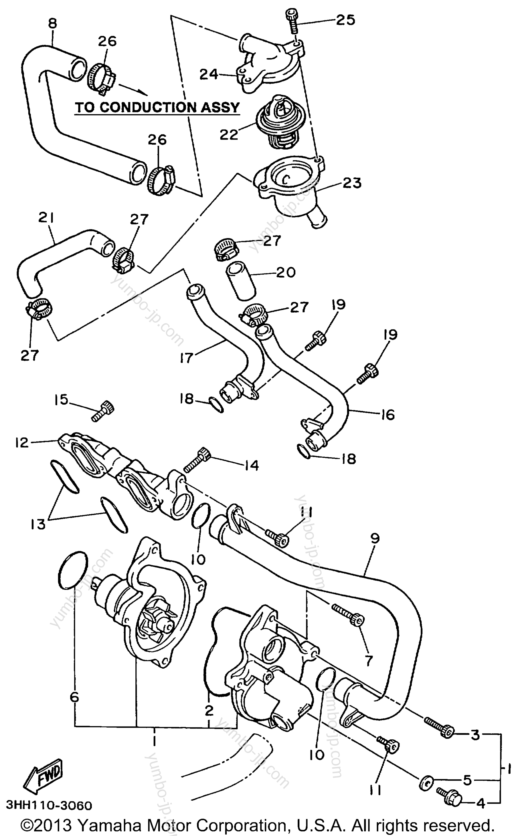 WATER PUMP for motorcycles YAMAHA FZR600RLC CA 1999 year