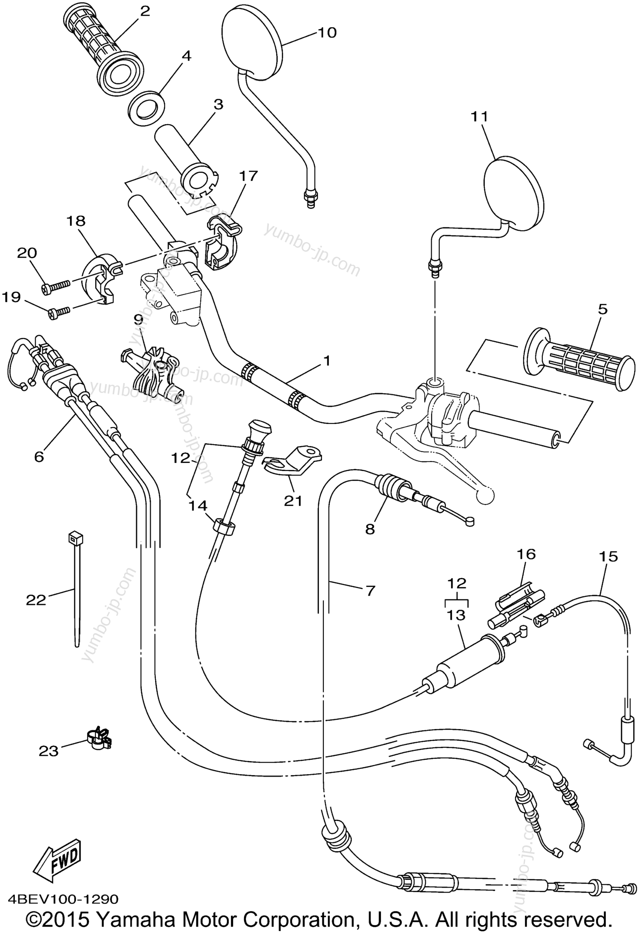Steering Handle Cable для мотоциклов YAMAHA XT225 (XT225NC) CA 2001 г.