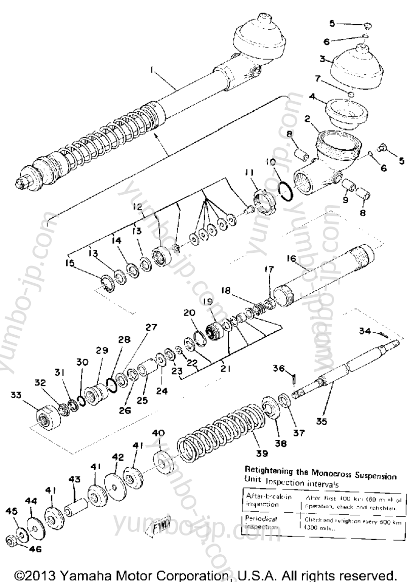 Rear Cushion для мотоциклов YAMAHA YZ175C 1976 г.